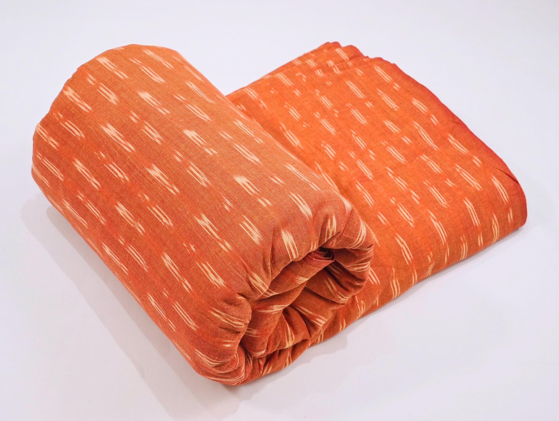 Brick Orange Ikkat Cotton