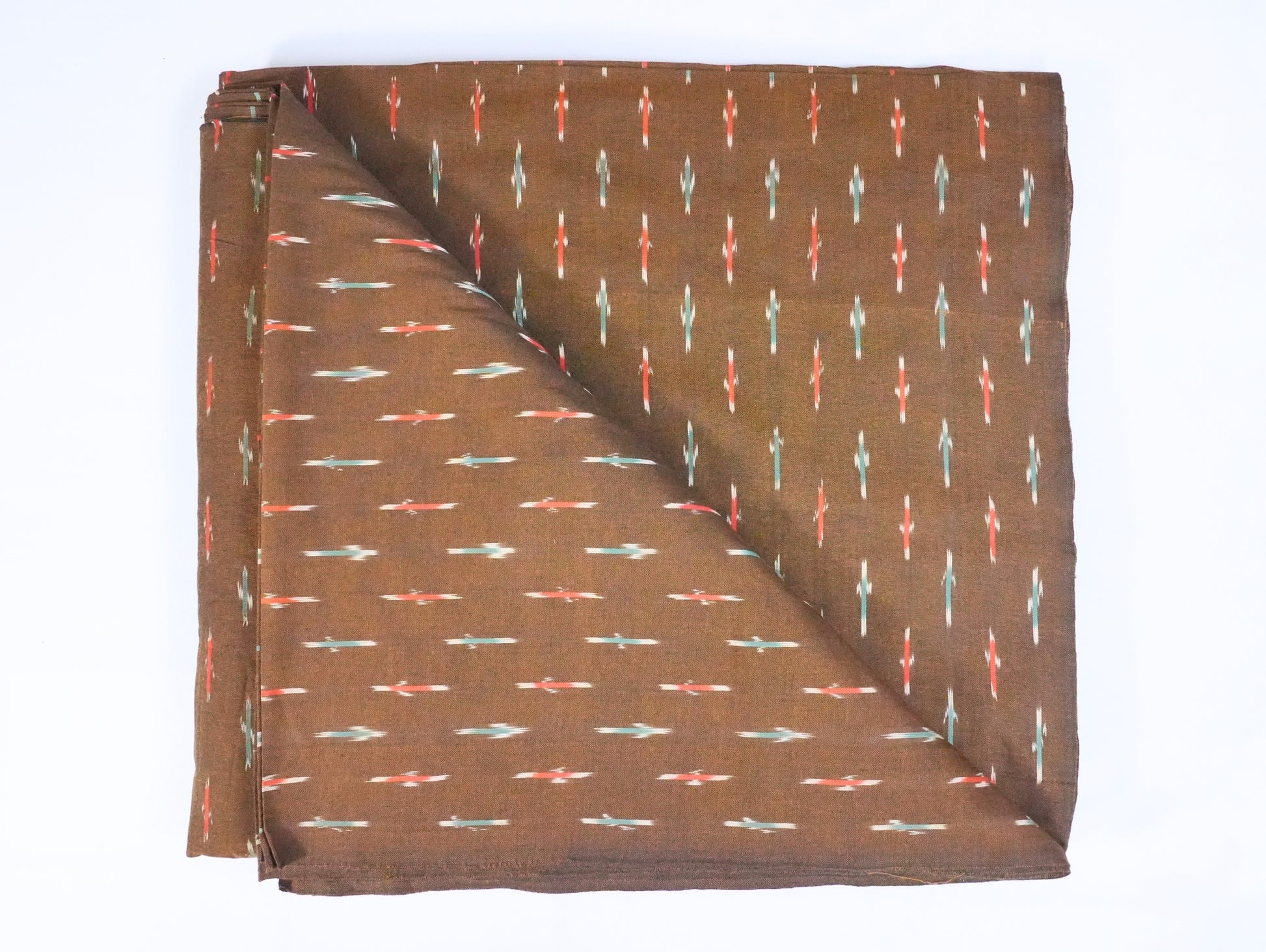 Deep Olive Brown Ikkat Cotton