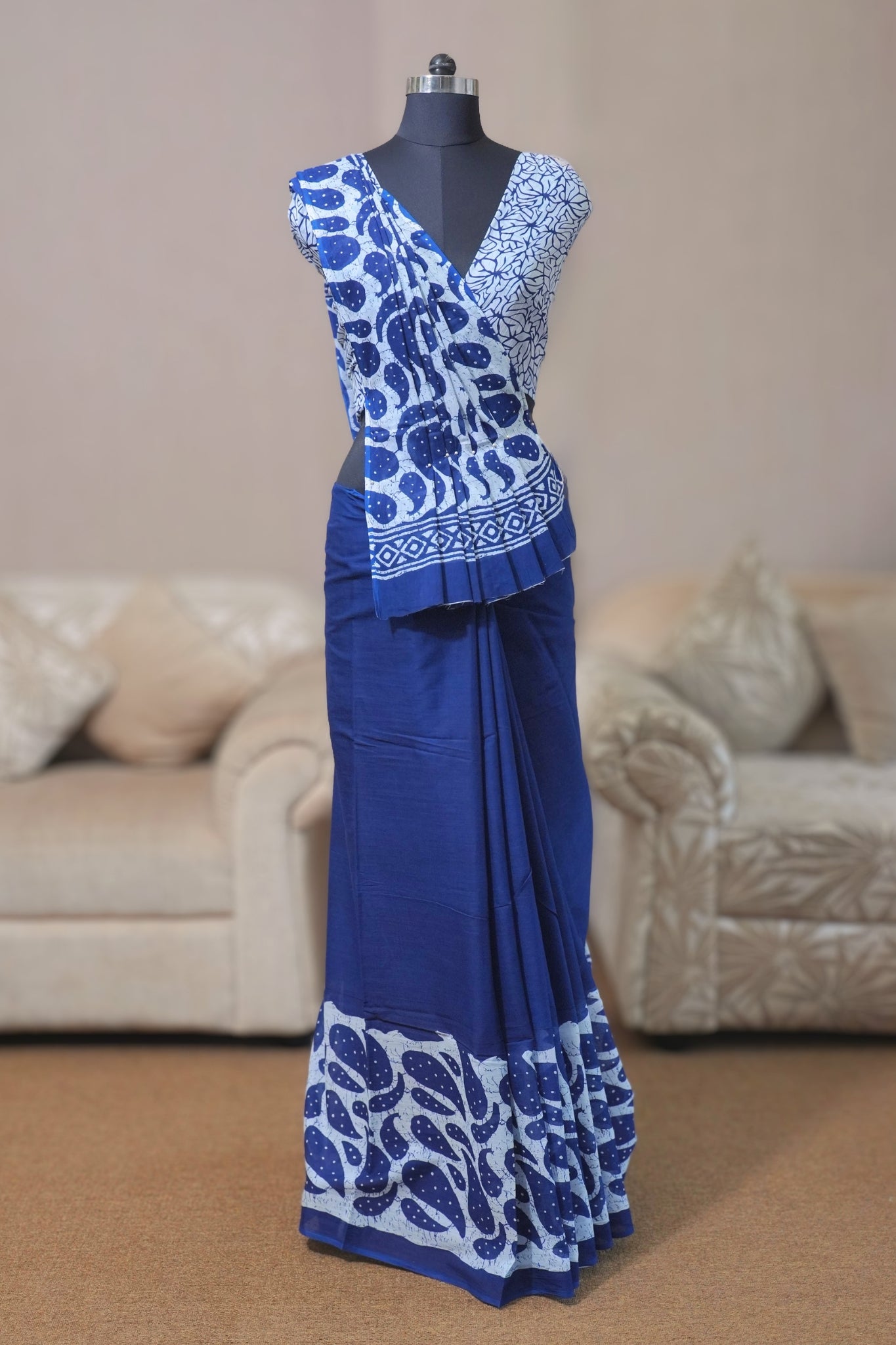 Dark Blue Mal Cotton Saree