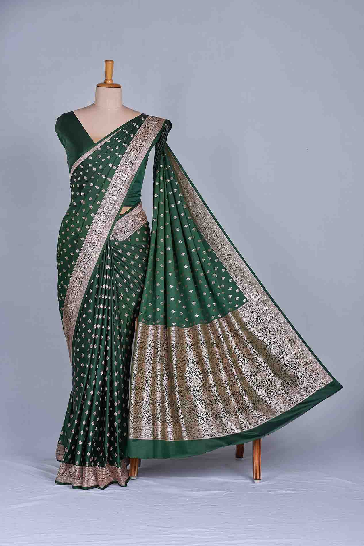 Forest Green Banarasi Silk Saree