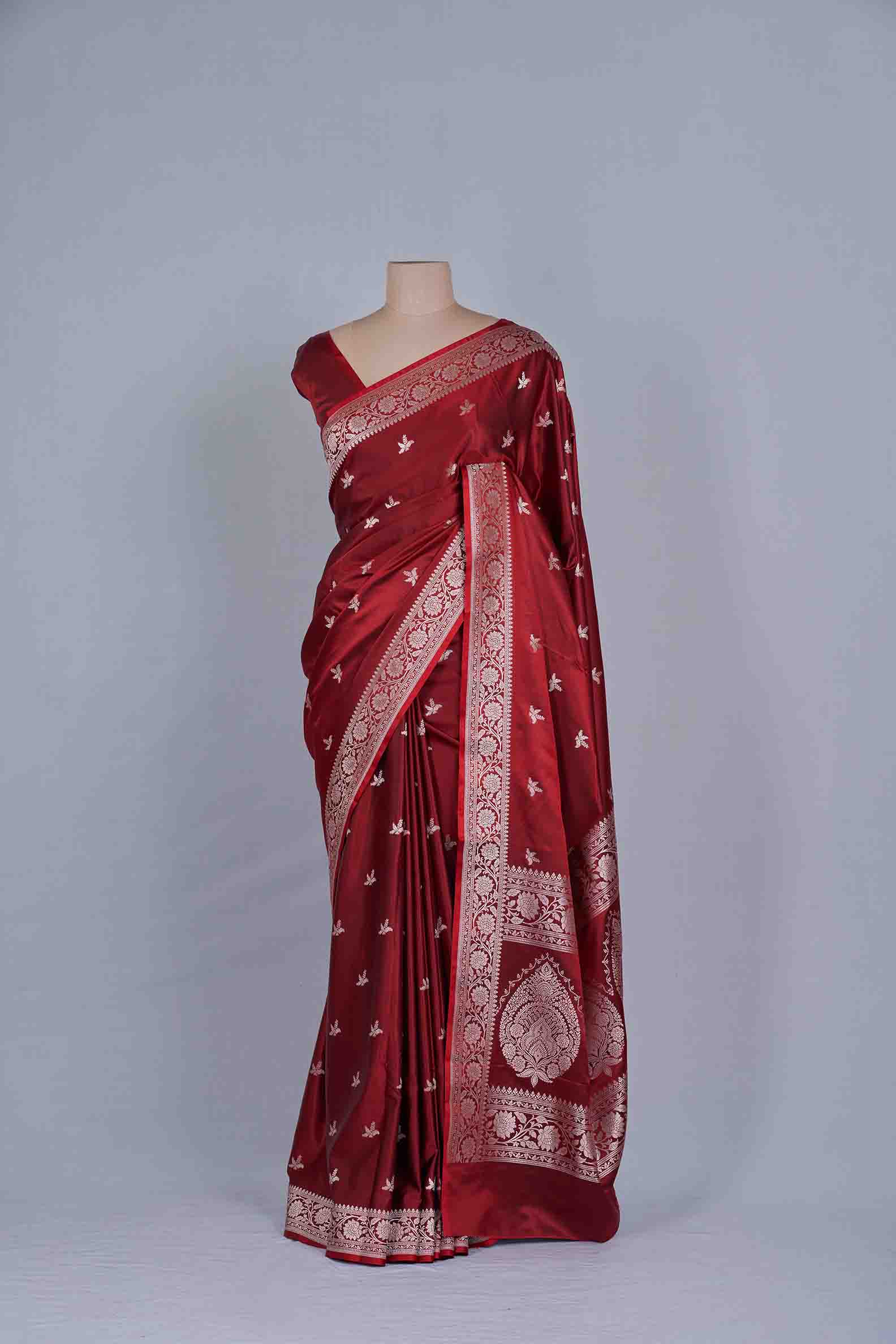 Maroon Banarasi Silk Saree