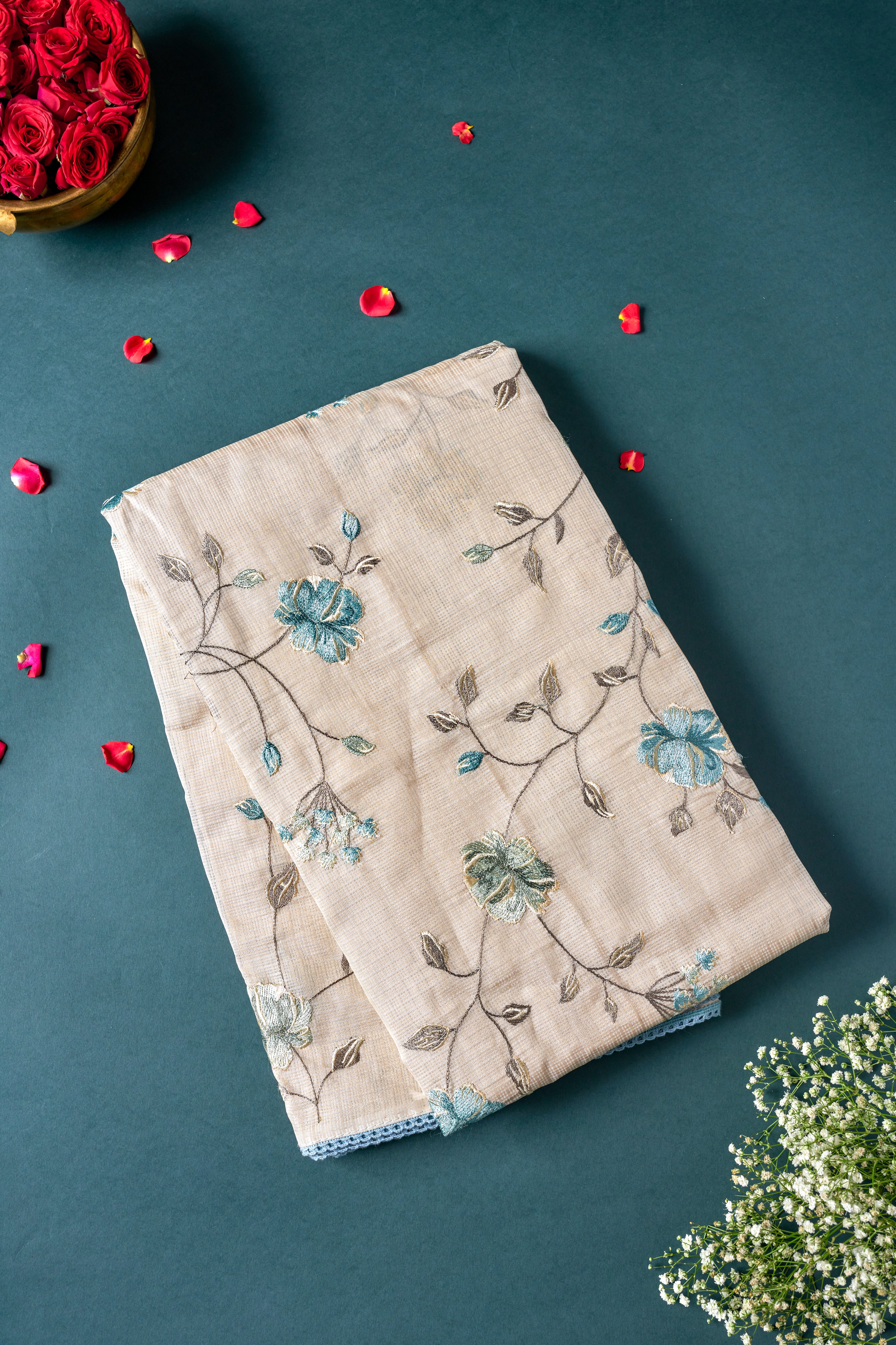 Multi Color Net Cotta Saree