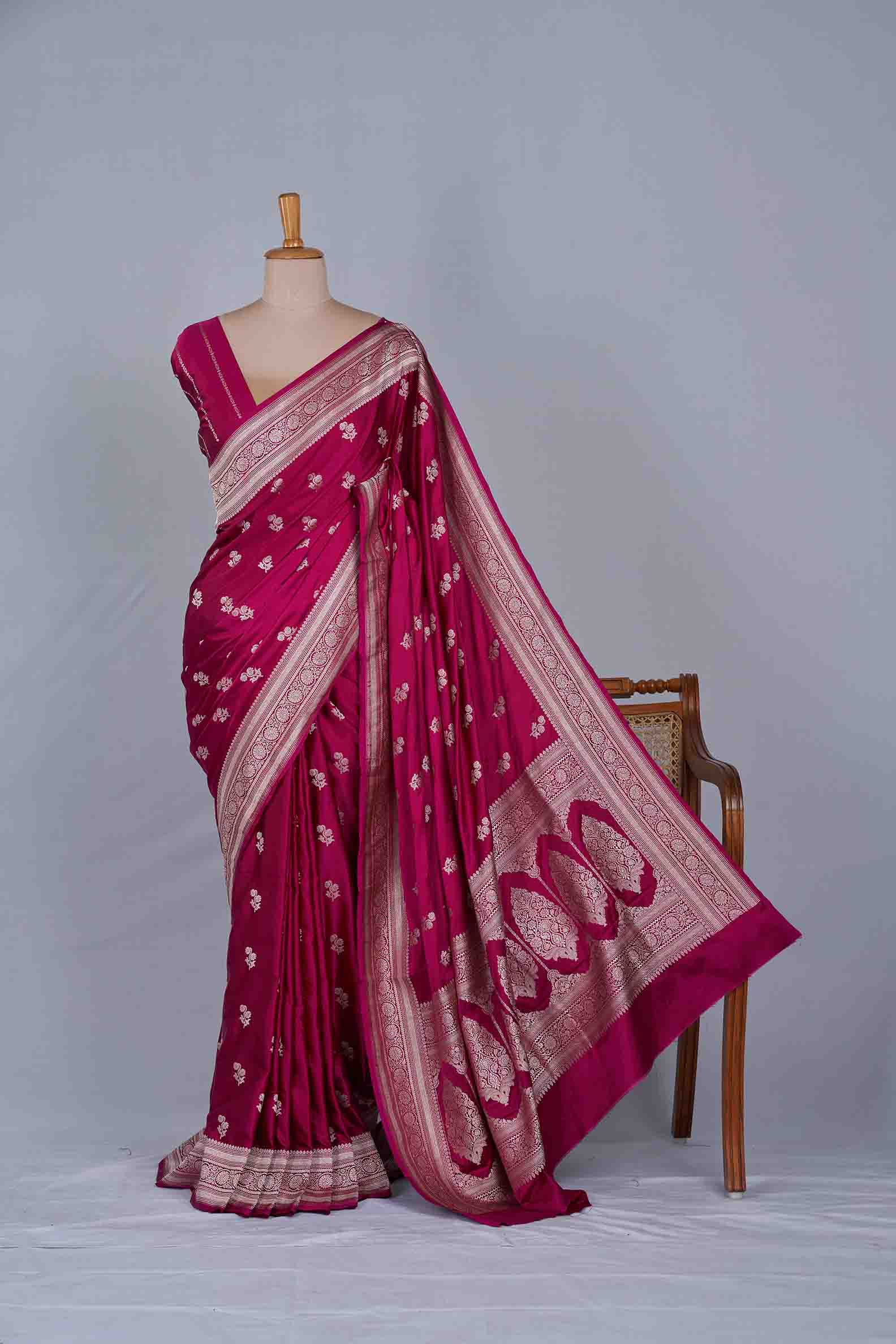 Reddish Purple Banarasi Silk Saree