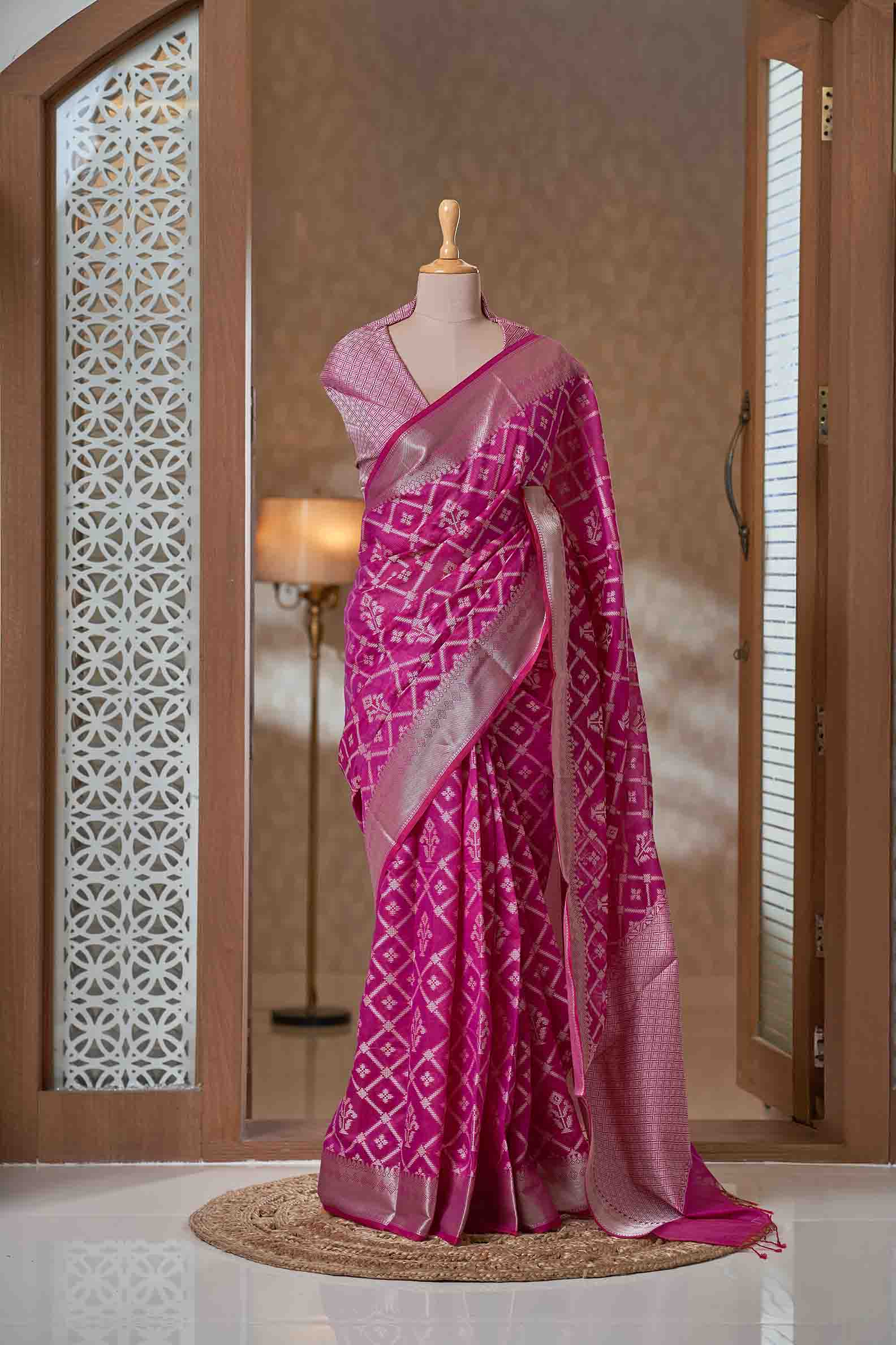 Raspberry Pink Chanderi Saree