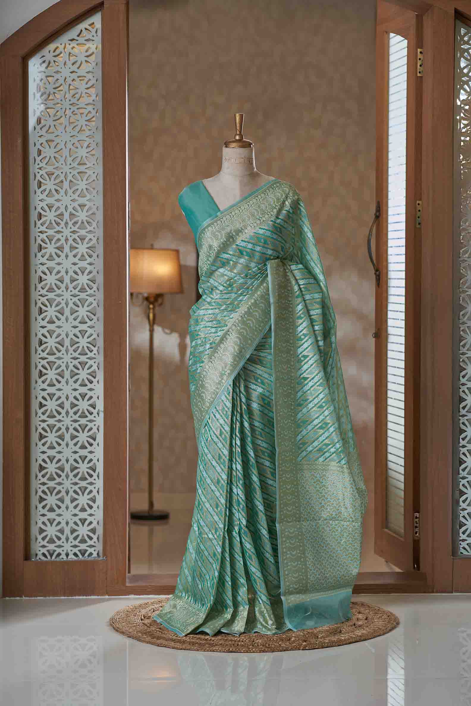 Light Granite Green Cotton Saree