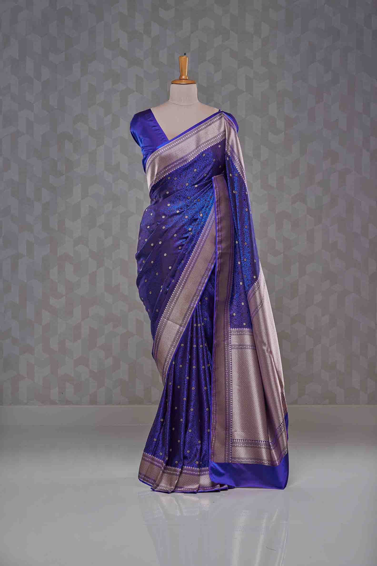 Navy Blue Banarasi Silk Saree