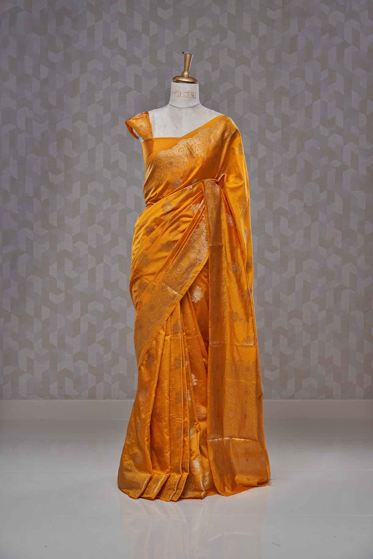 Deep Orange Semi Silk Saree