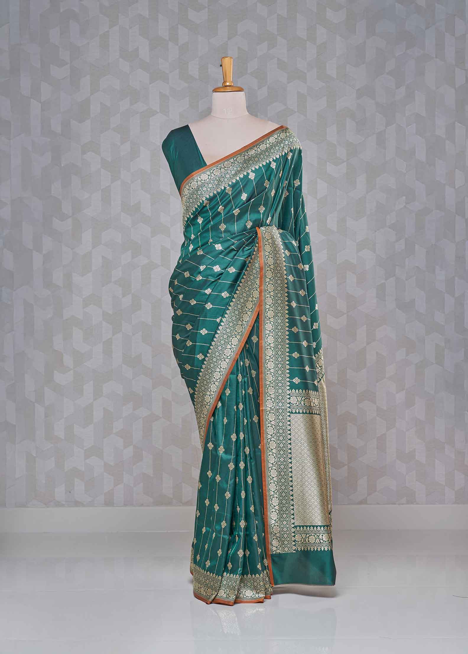 Shamrock Green Banarasi Silk Saree