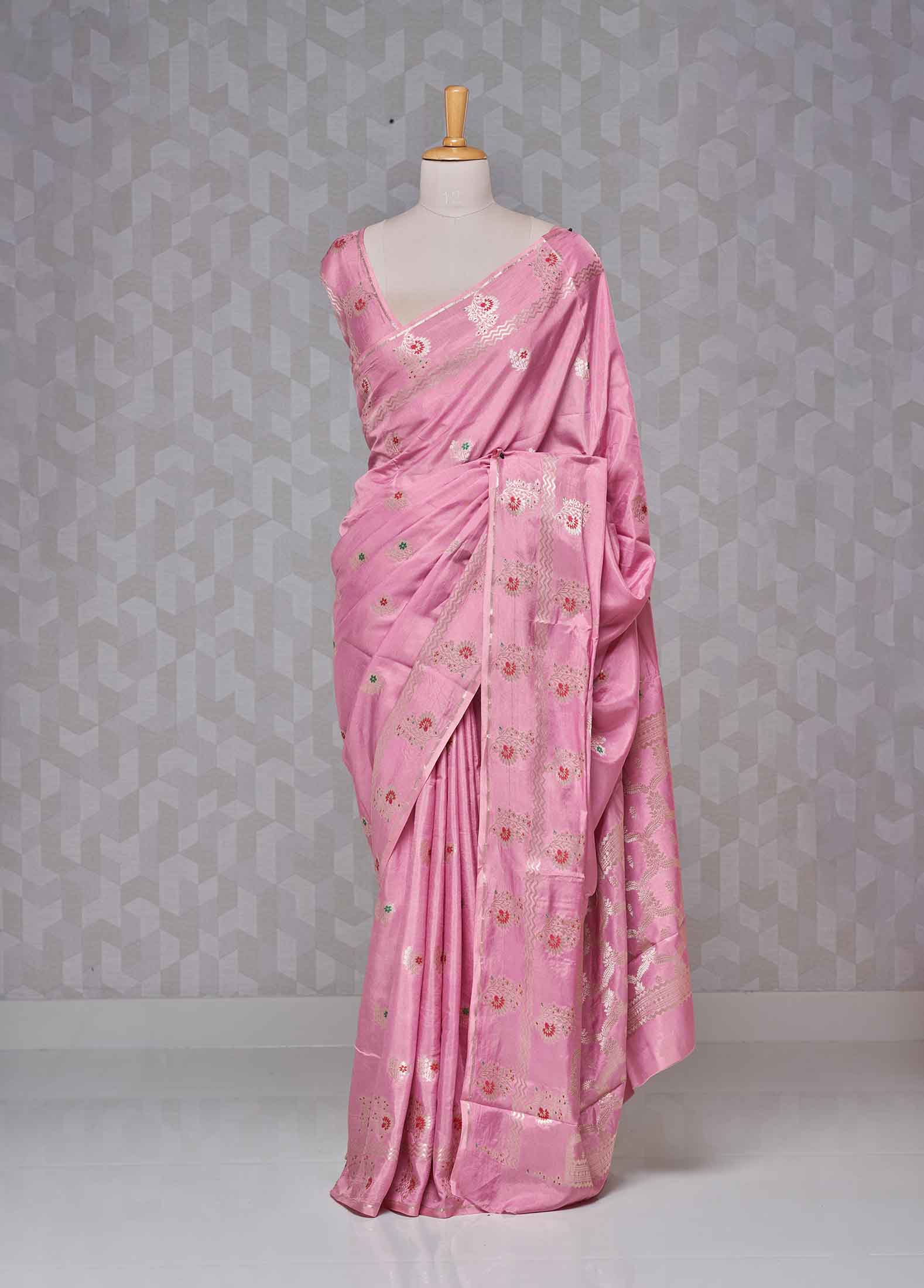 Baby Pink Silk Saree