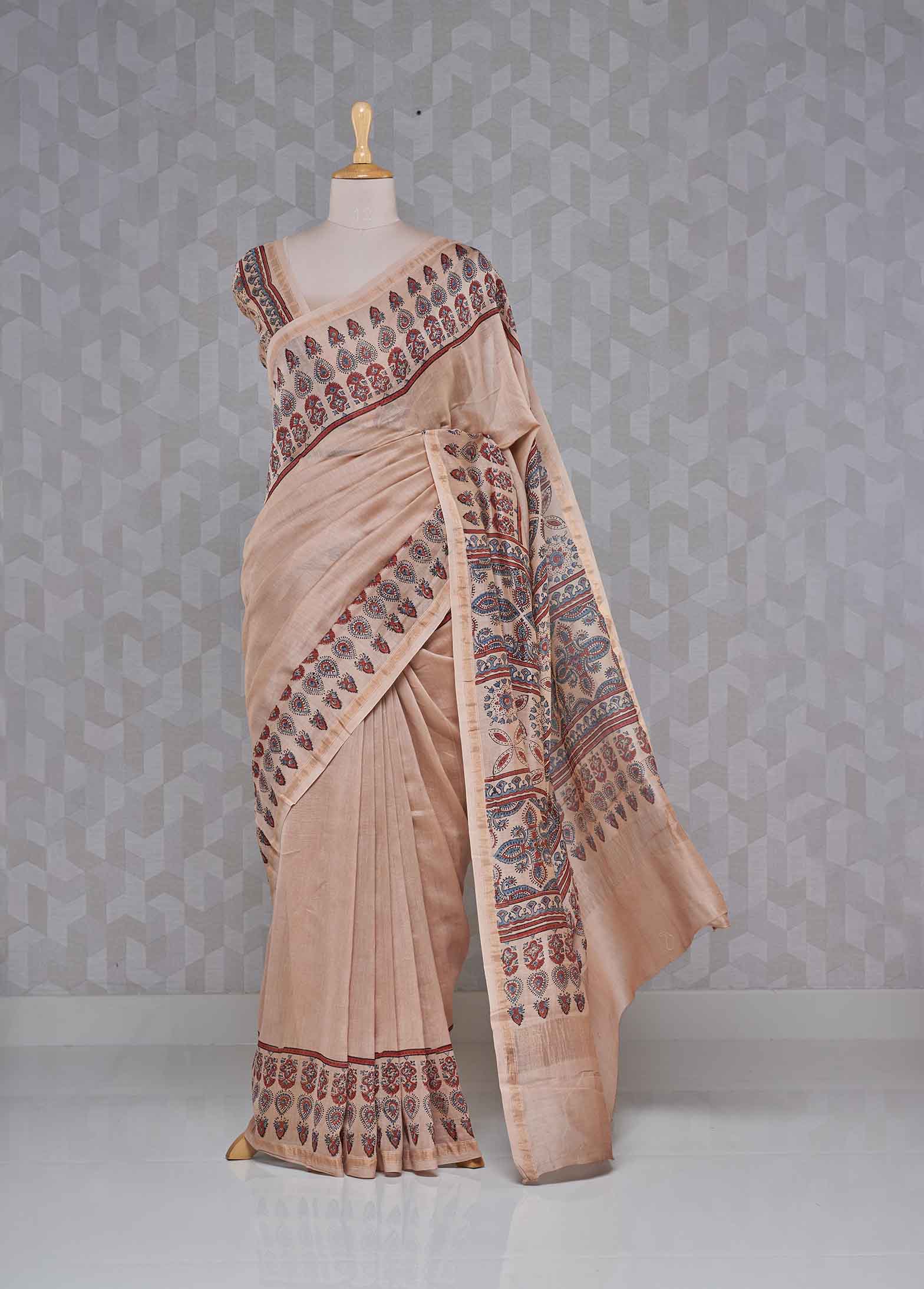 Beige Chanderi Saree