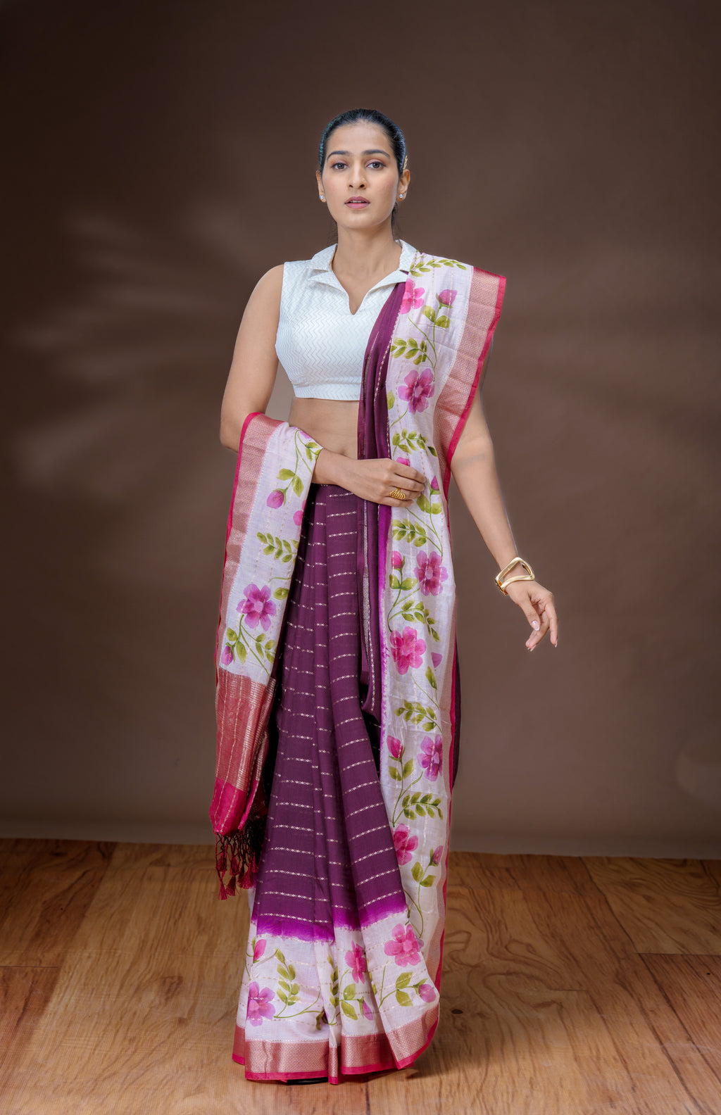 Deep Purple Silk Saree