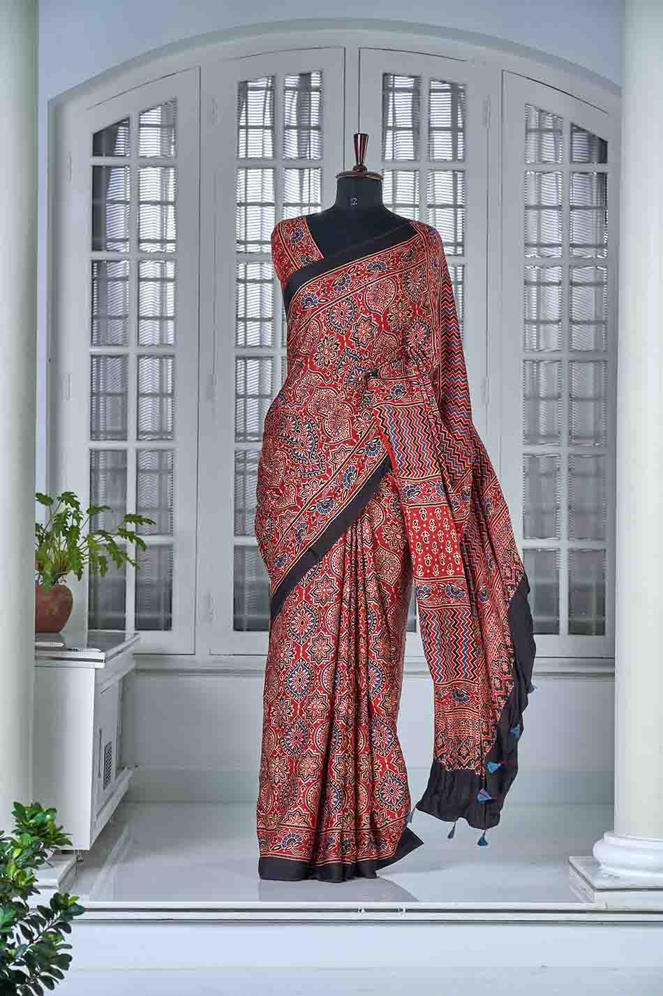 Deep Red Modal Silk Saree