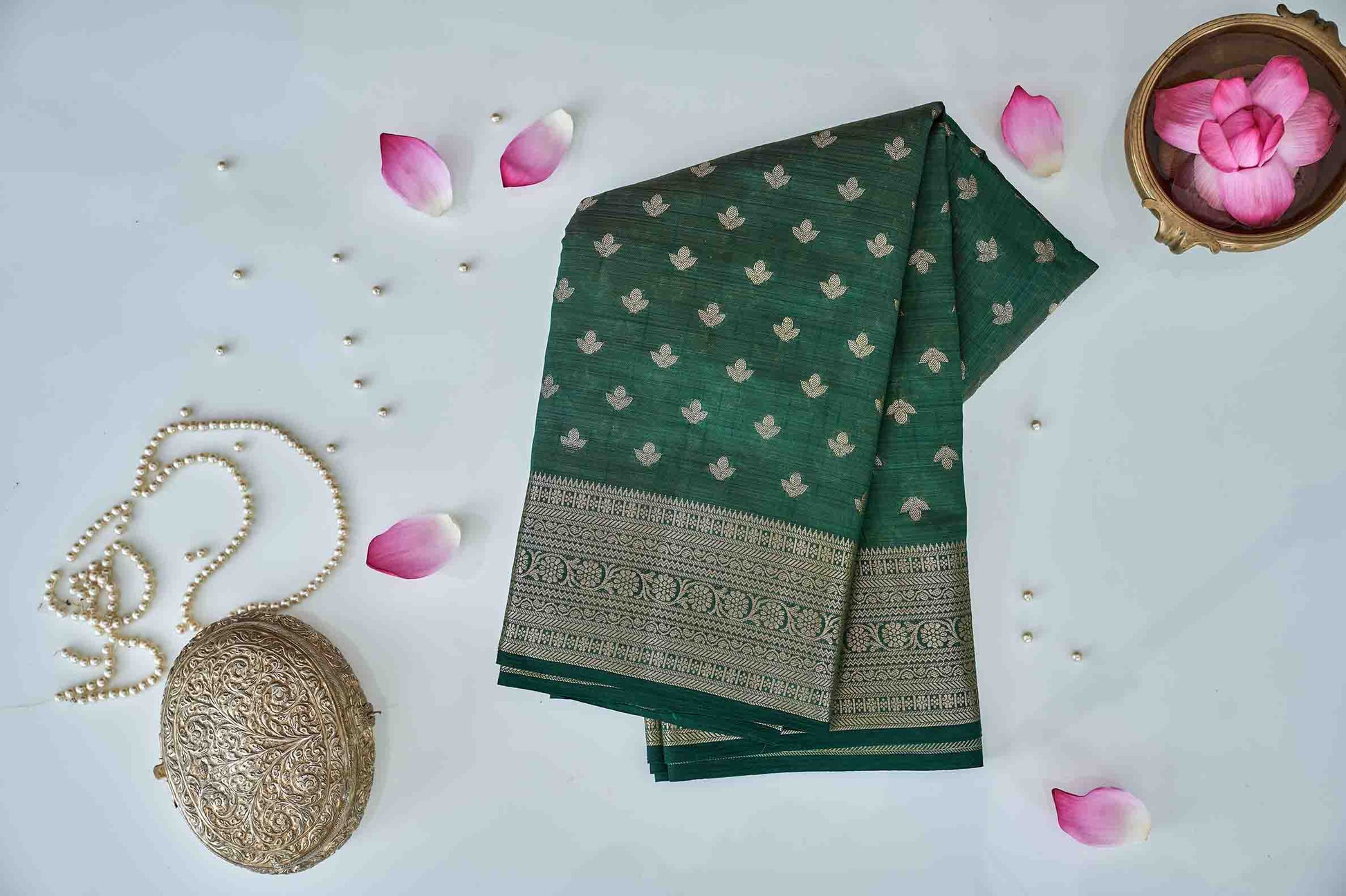 Emerald Green Cotton Saree