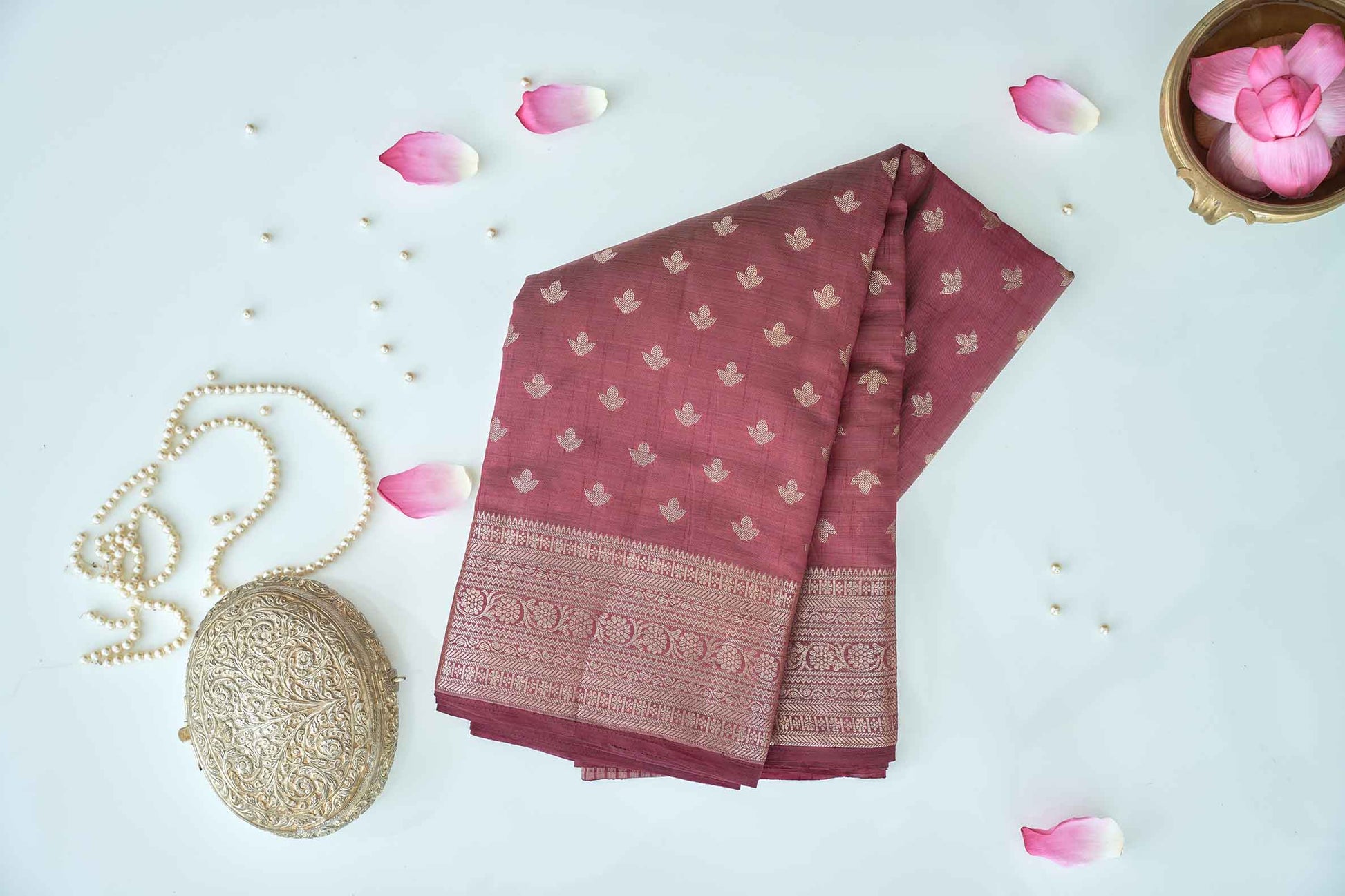 Deep Brick Red Cotton Saree