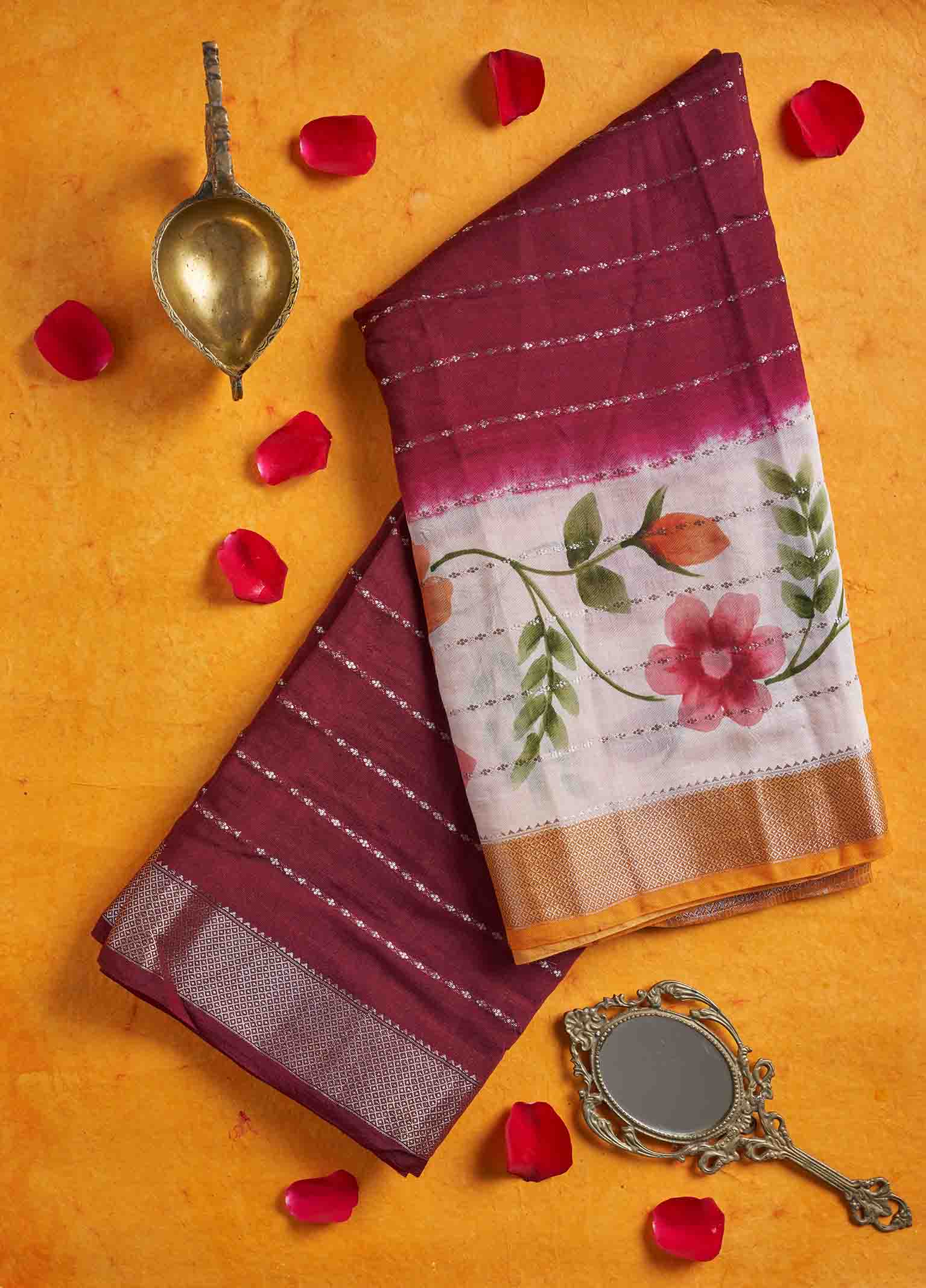 Maroon Chanderi Saree