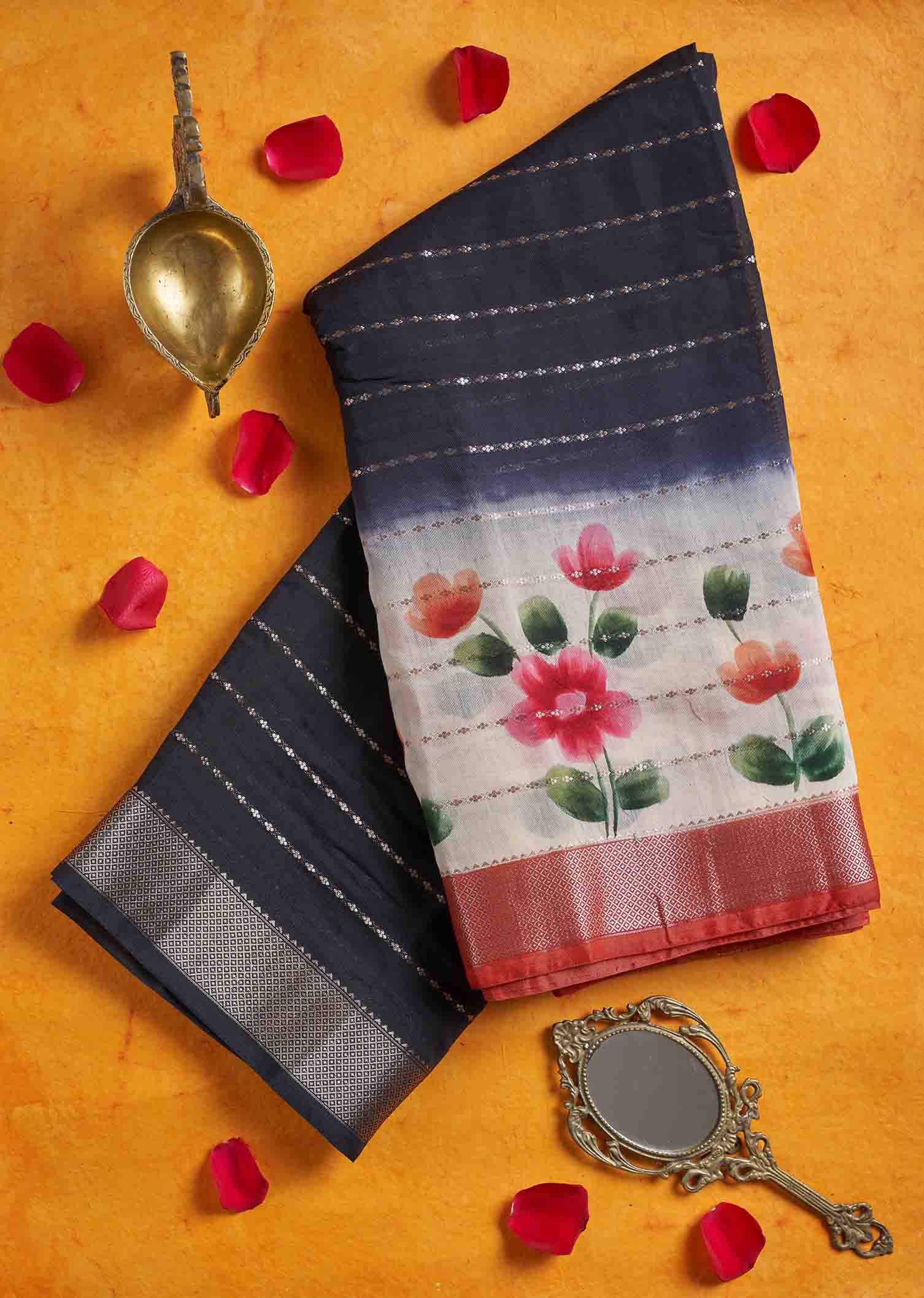 Black Chanderi Saree