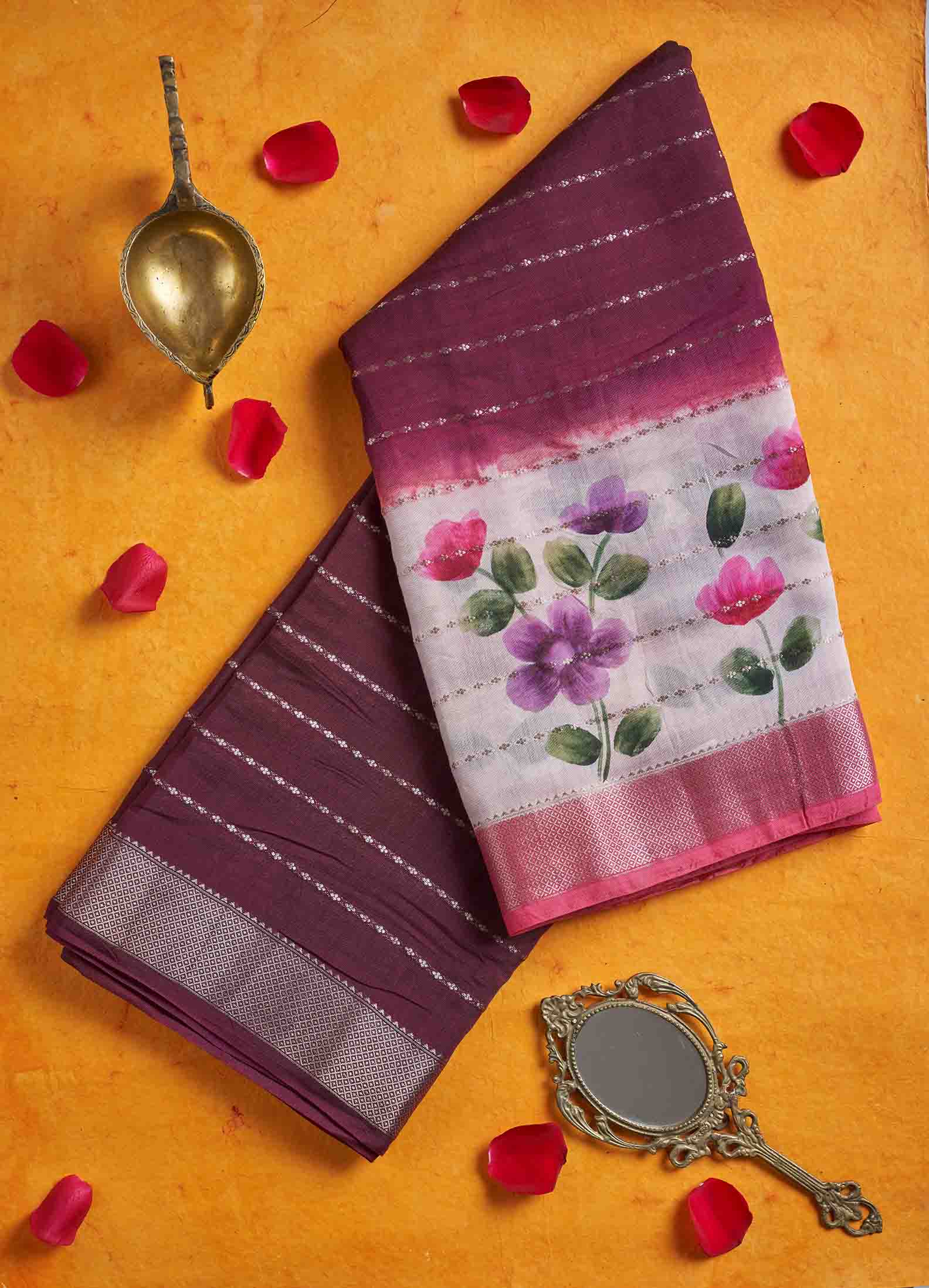 Deep Maroon Chanderi Saree