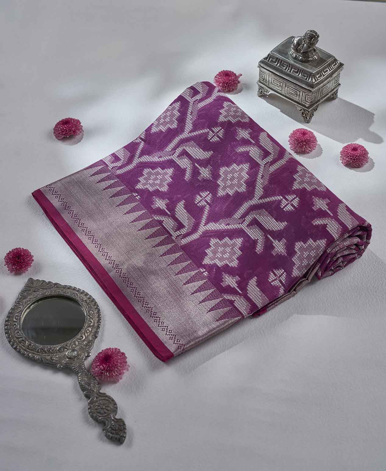 Deep Purple Chanderi Saree