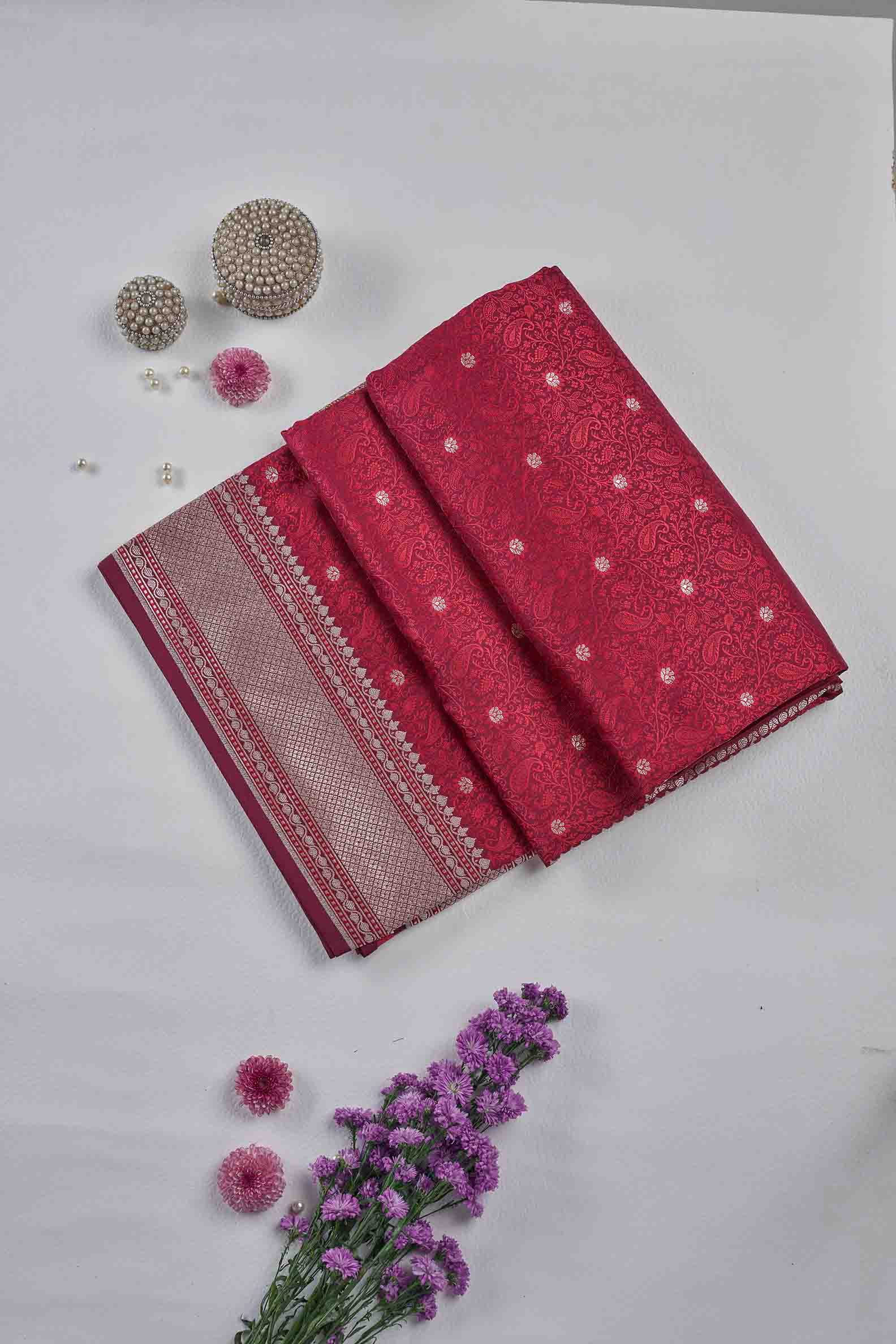Maroon Banarasi Silk Saree
