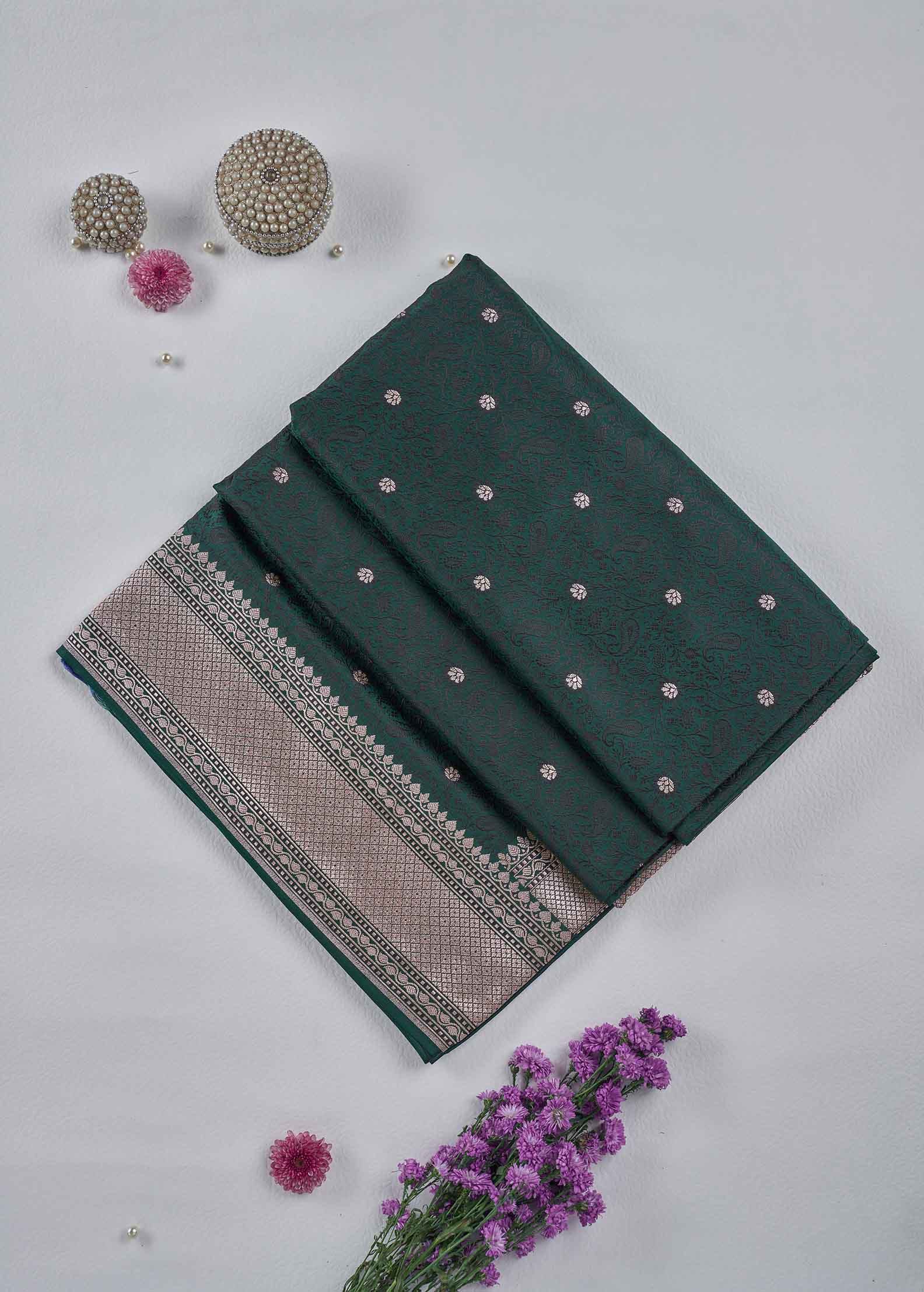 Dark Green Banarasi Silk Saree