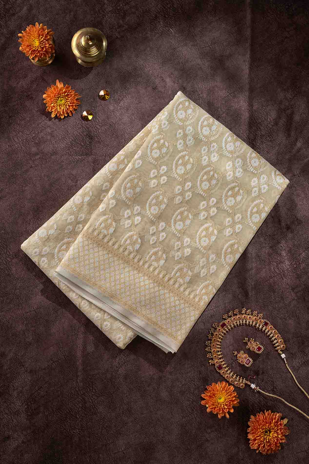 Golden Beige Cotton Saree