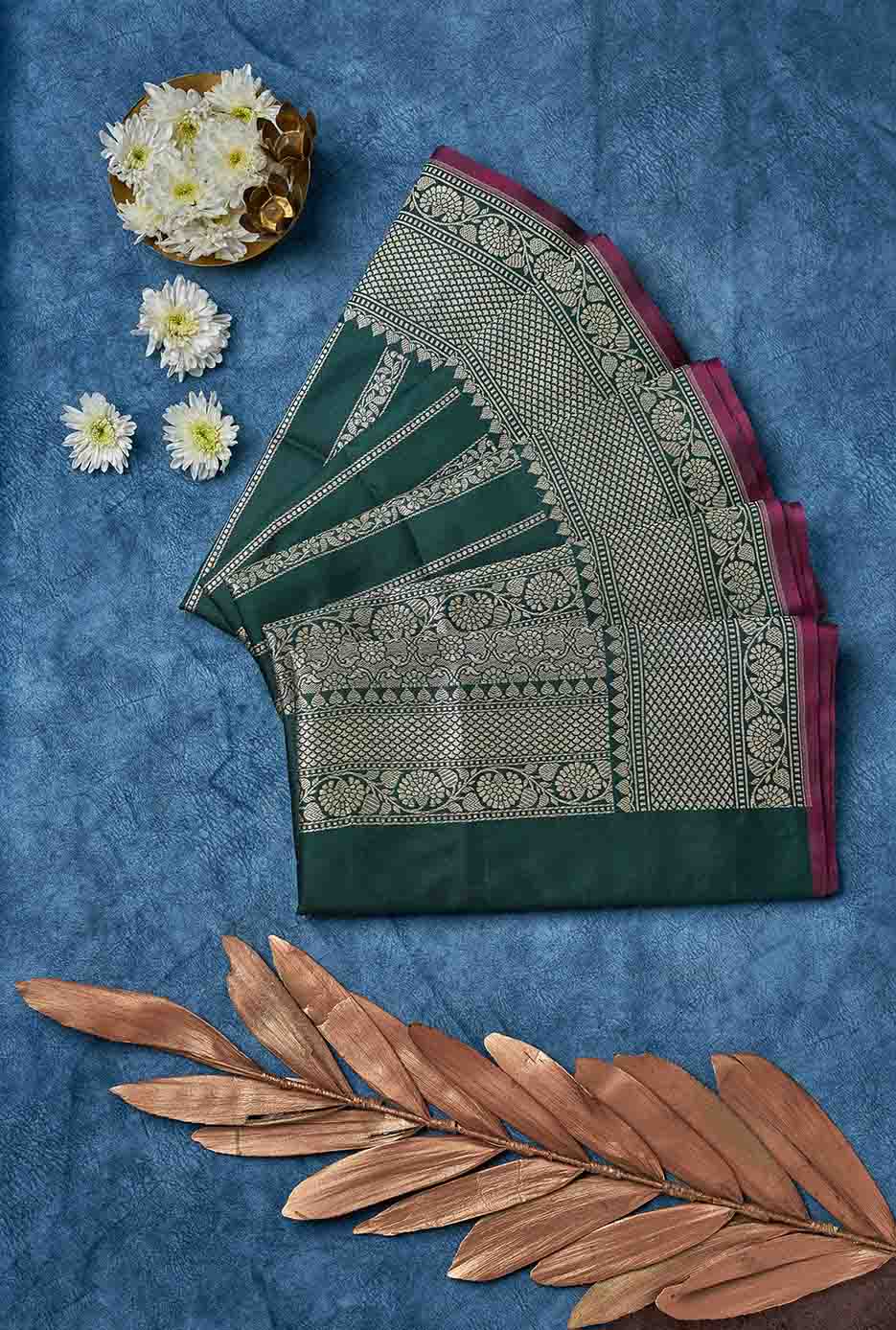Dark Green Banarasi Silk Saree