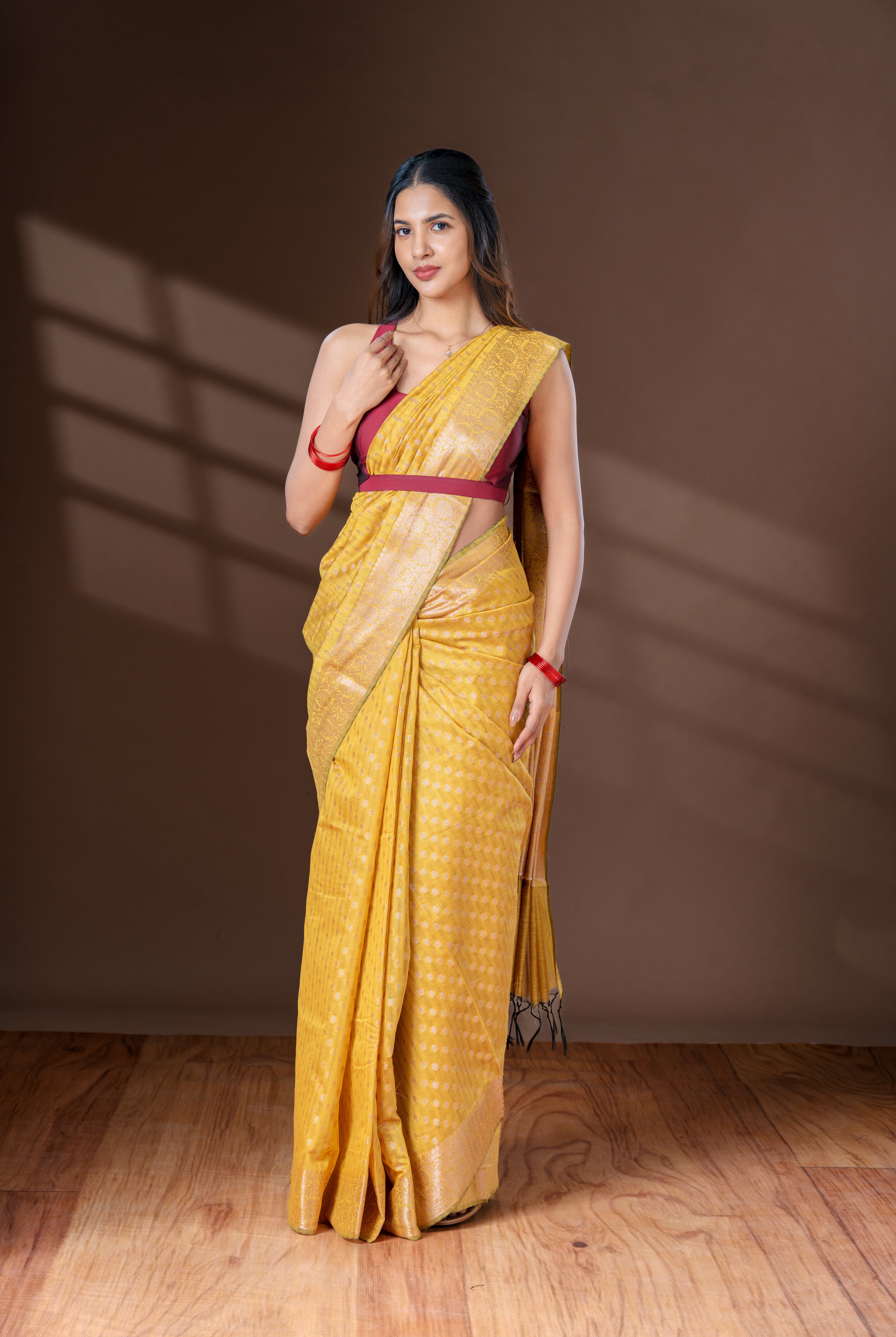 Amber Yellow Chanderi Saree
