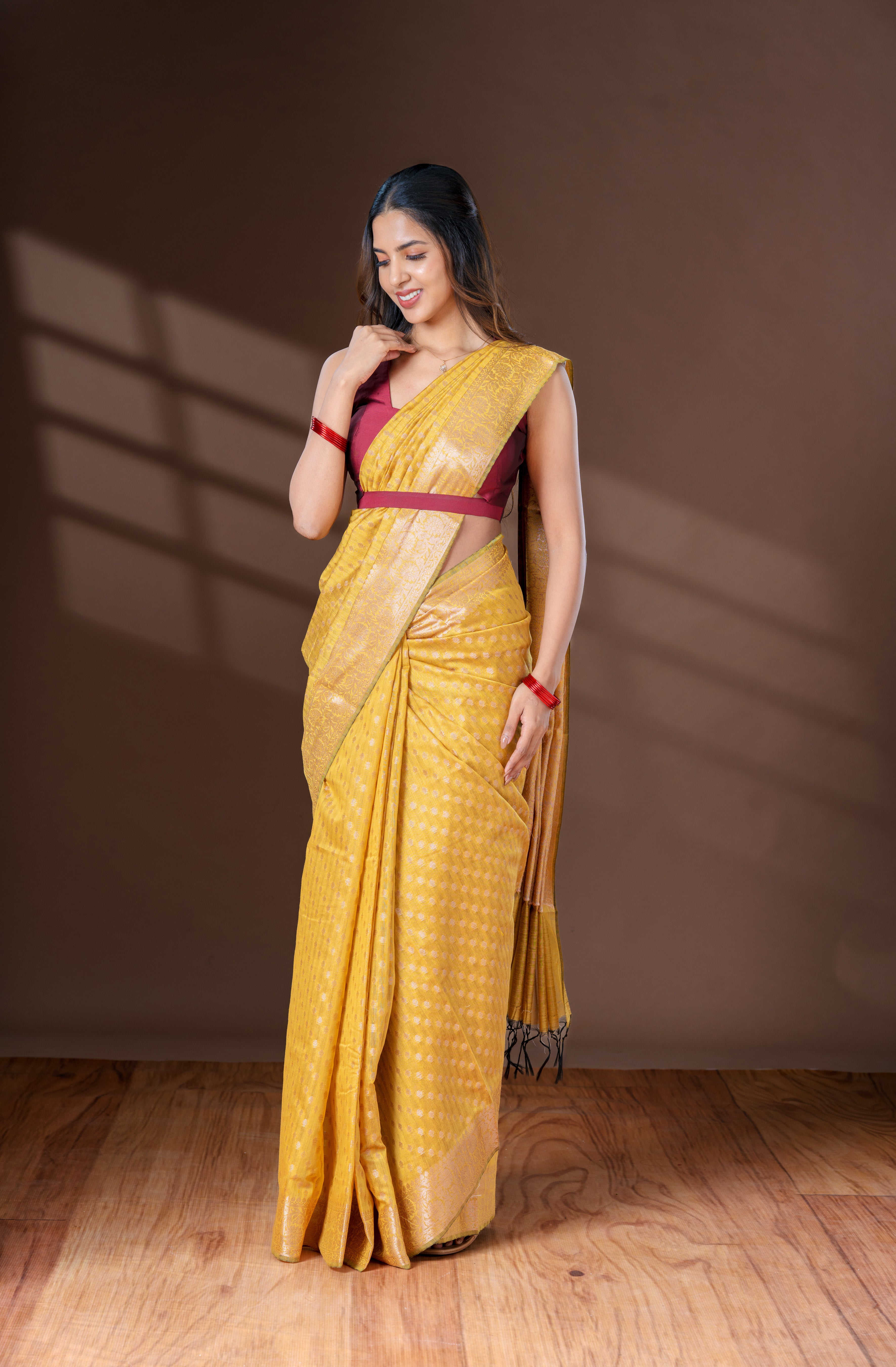 Amber Yellow Chanderi Saree