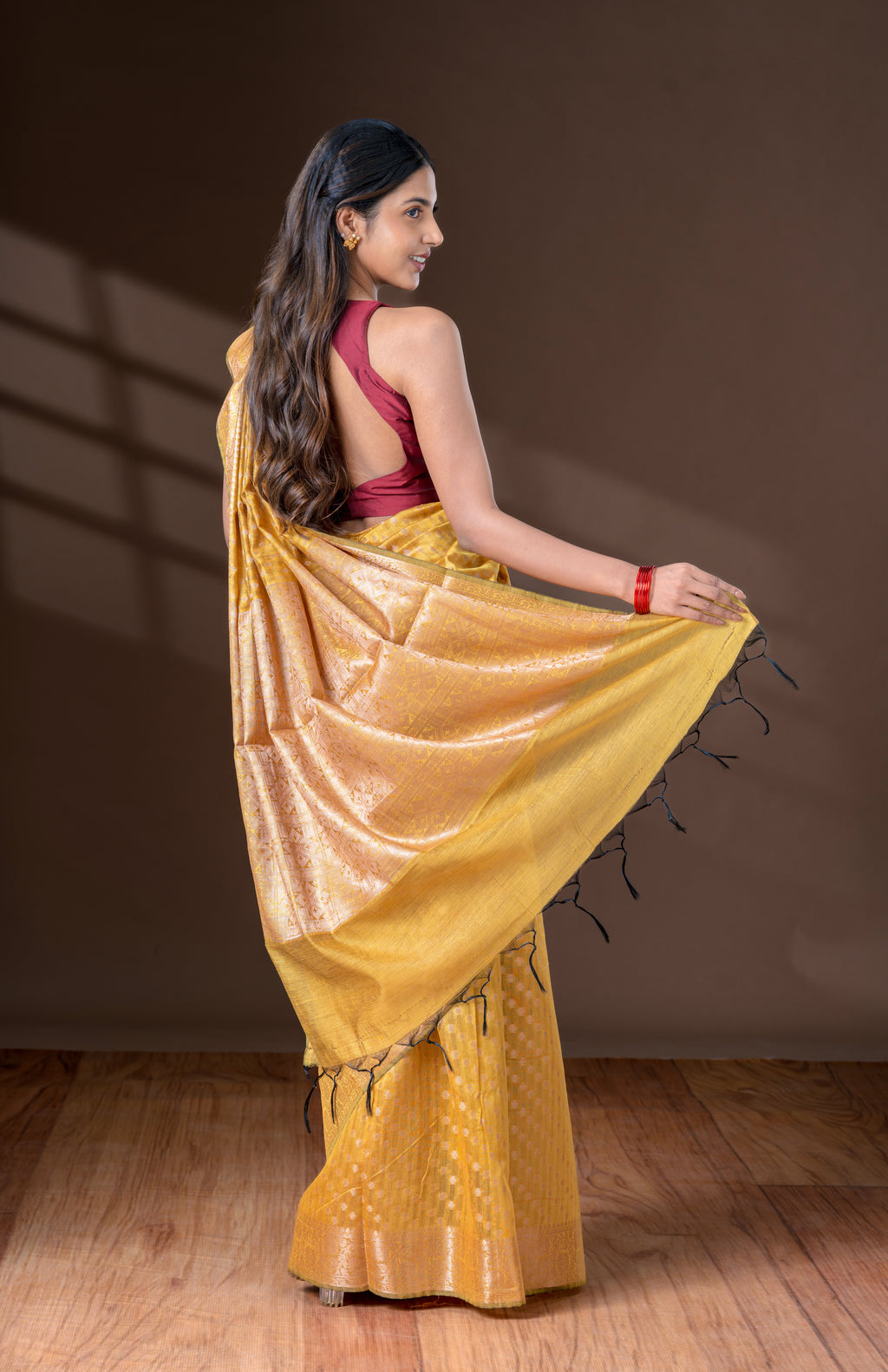 Amber Yellow Chanderi Saree