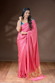 Pink & Gold Modal Silk Saree