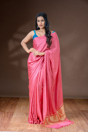 Pink & Gold Modal Silk Saree