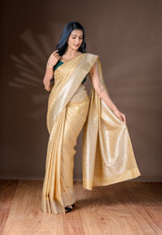 Golden Beige & Ivory Banarasi Silk Saree