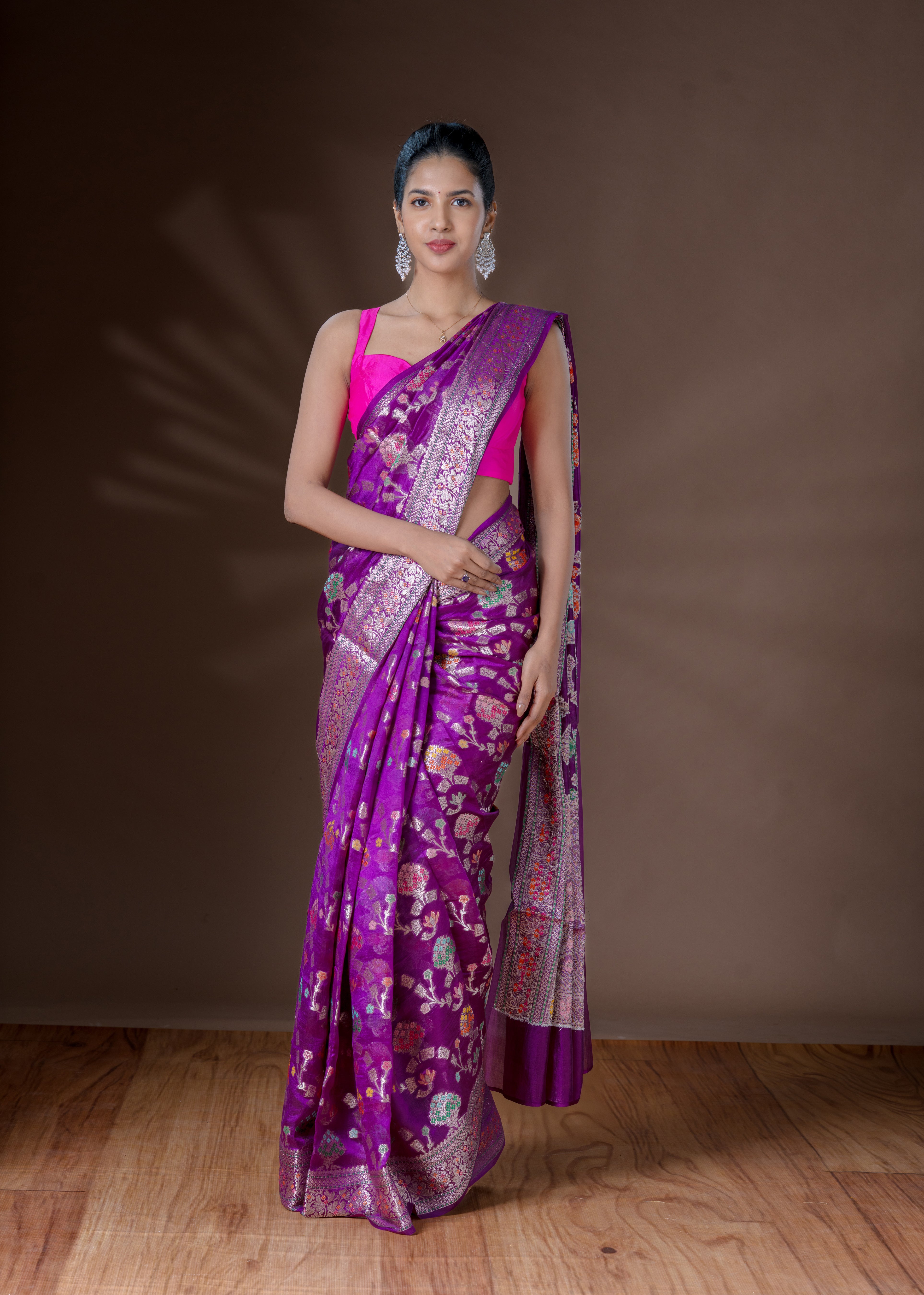 Purple Banarasi Silk Saree