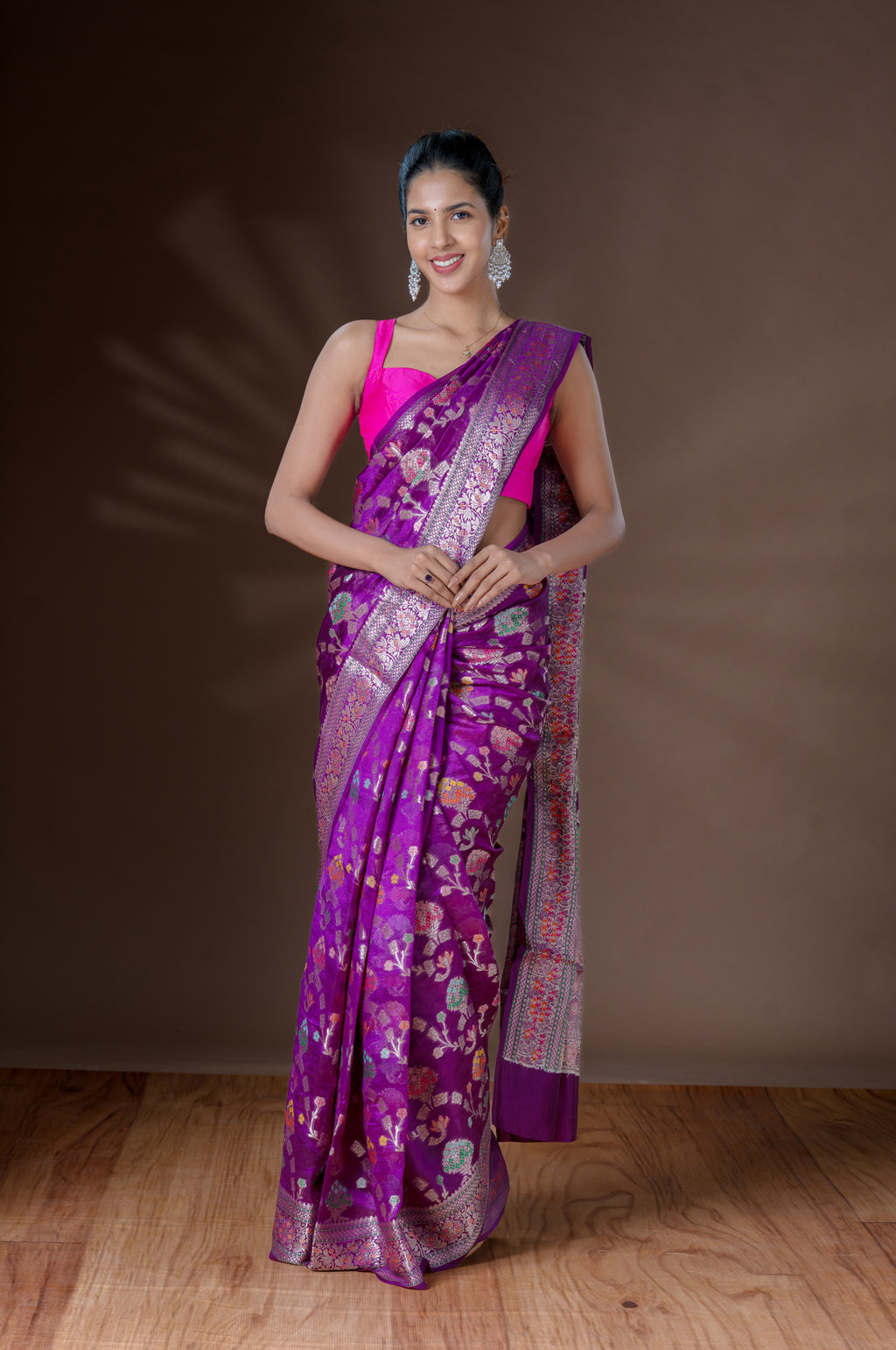 Purple Banarasi Silk Saree