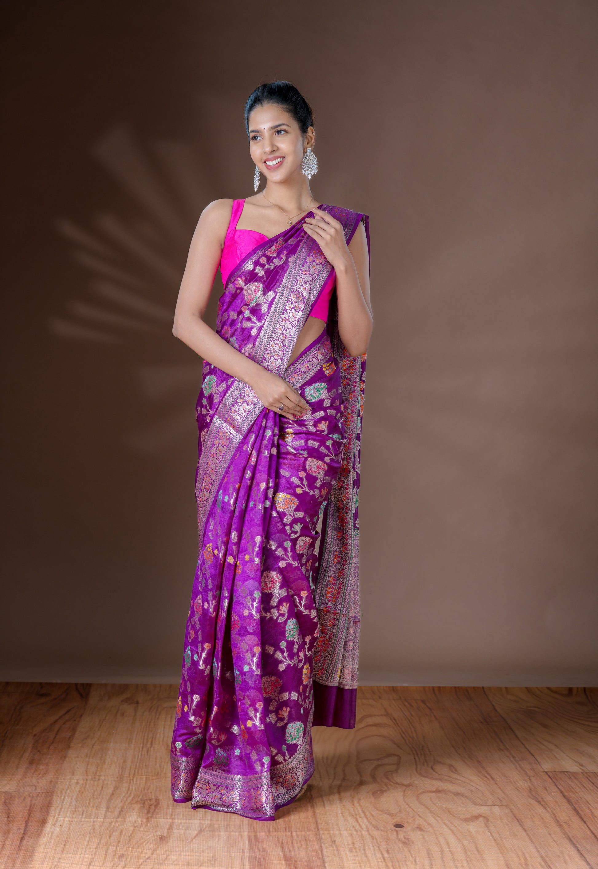 Purple Banarasi Silk Saree
