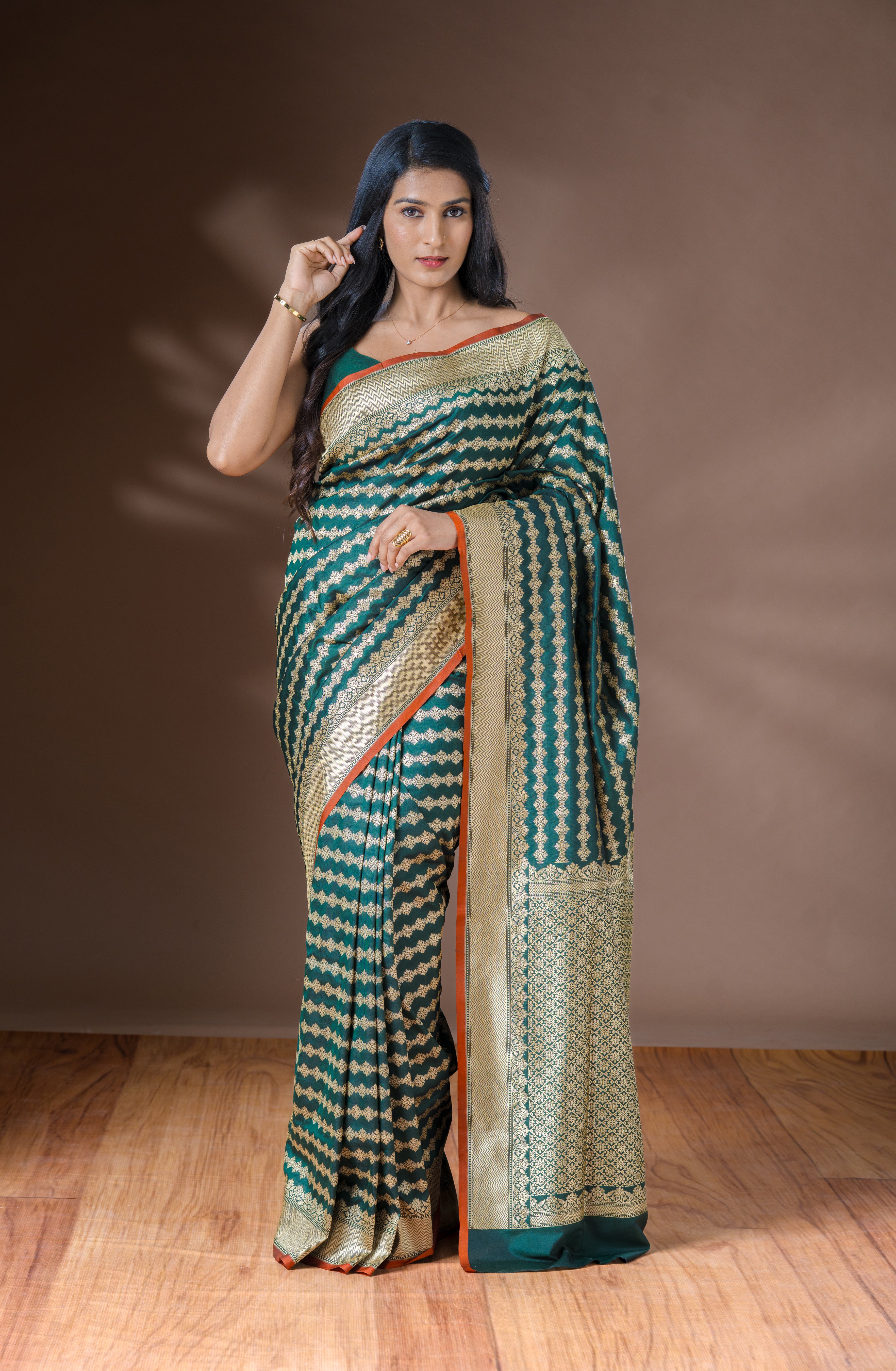 Dark Green Banarasi Silk Saree