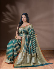 Dark Green Banarasi Silk Saree