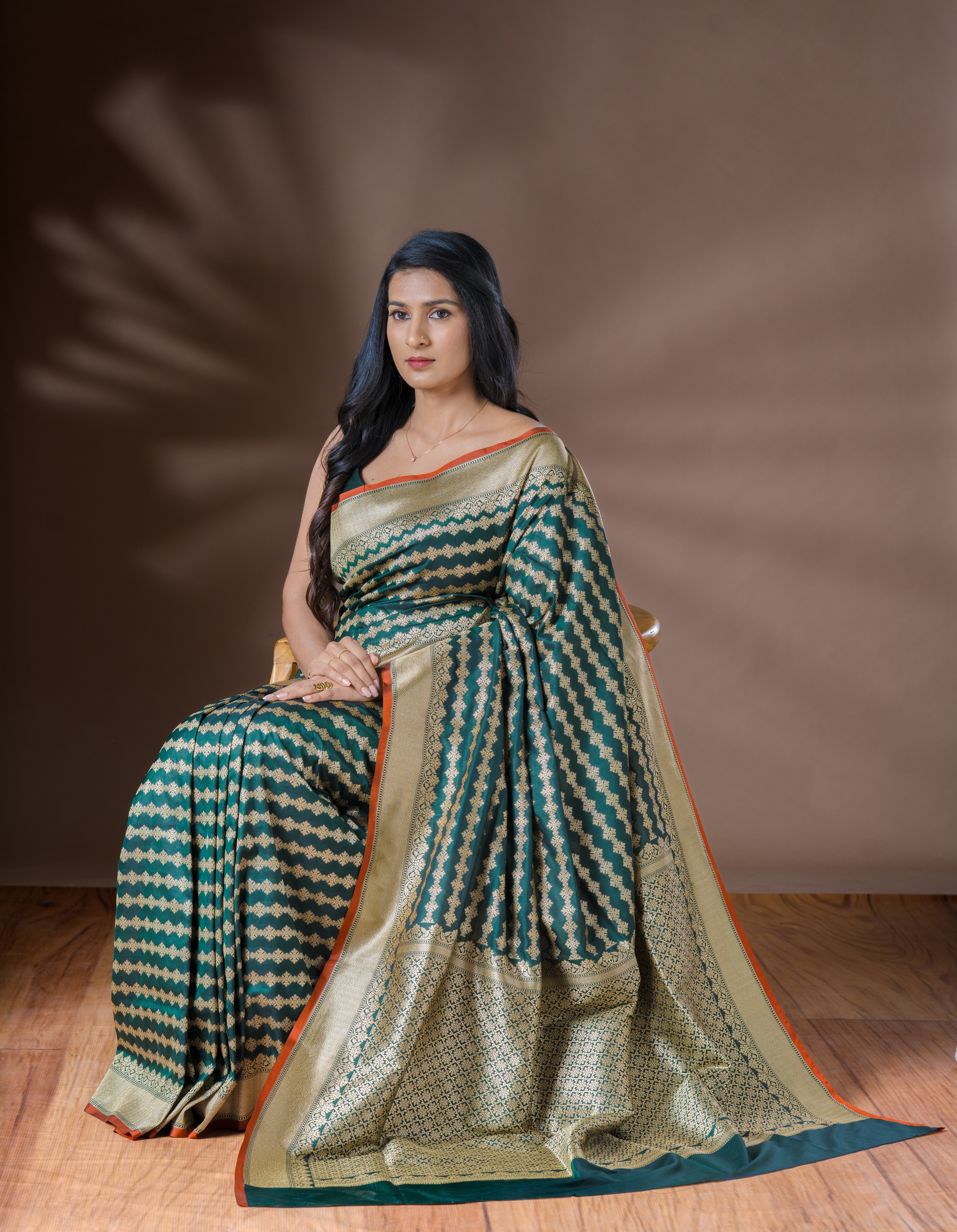 Dark Green Banarasi Silk Saree
