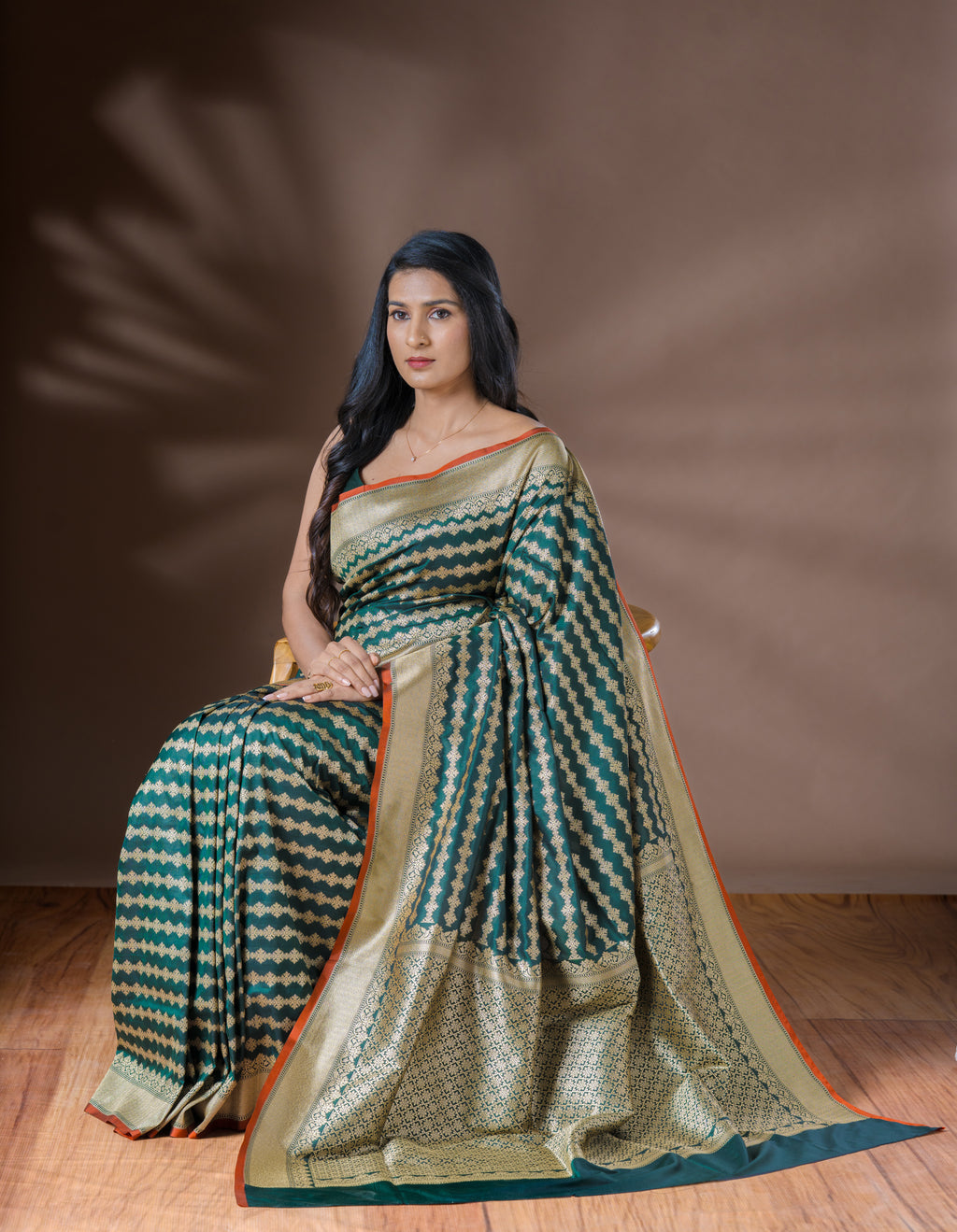 Dark Green Banarasi Silk Saree