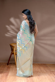 Light Granite Green Organza Silk Saree