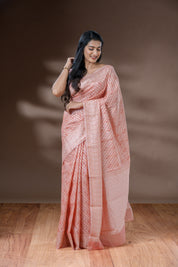 Peach Cotton Saree