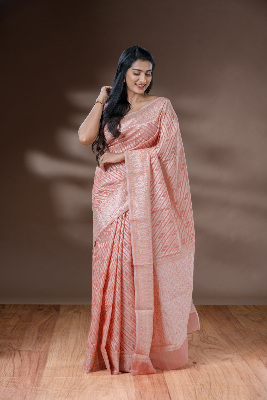 Peach Cotton Saree