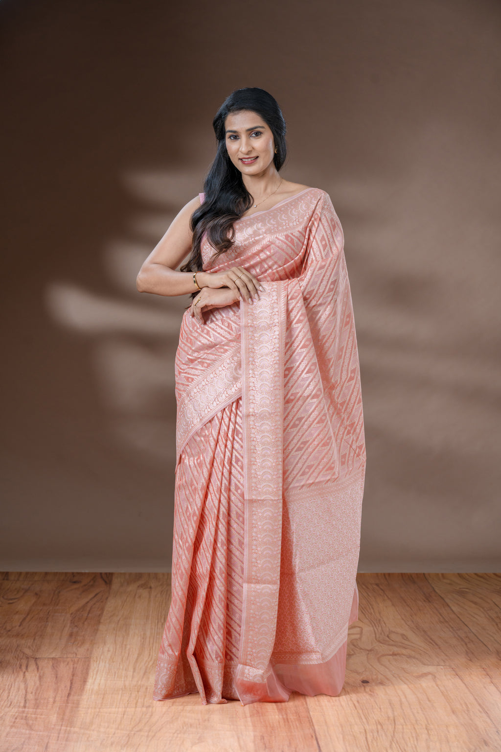 Peach Cotton Saree