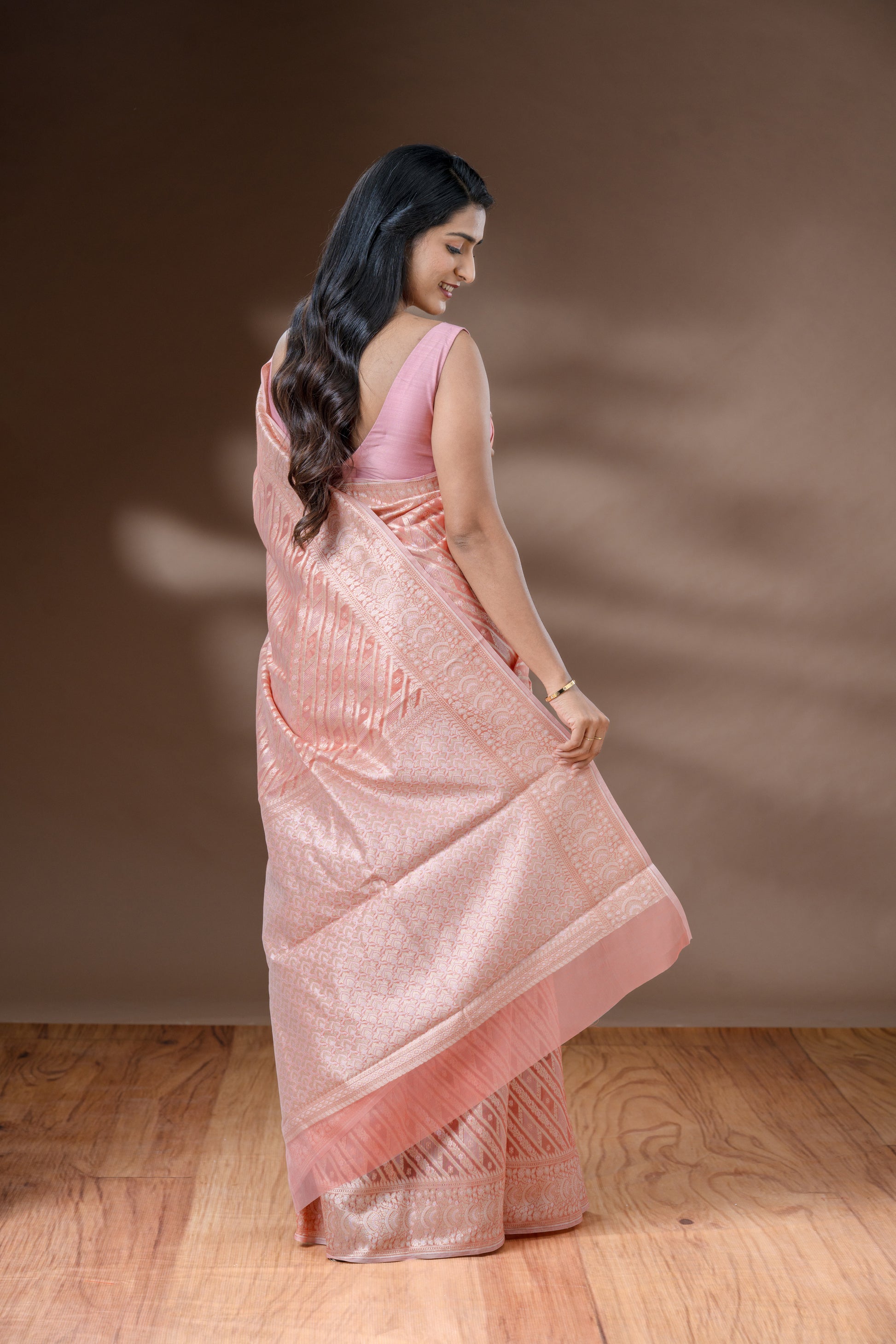 Peach Cotton Saree