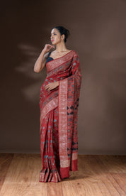 Brick Brown Chanderi Saree