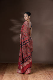 Brick Brown Chanderi Saree