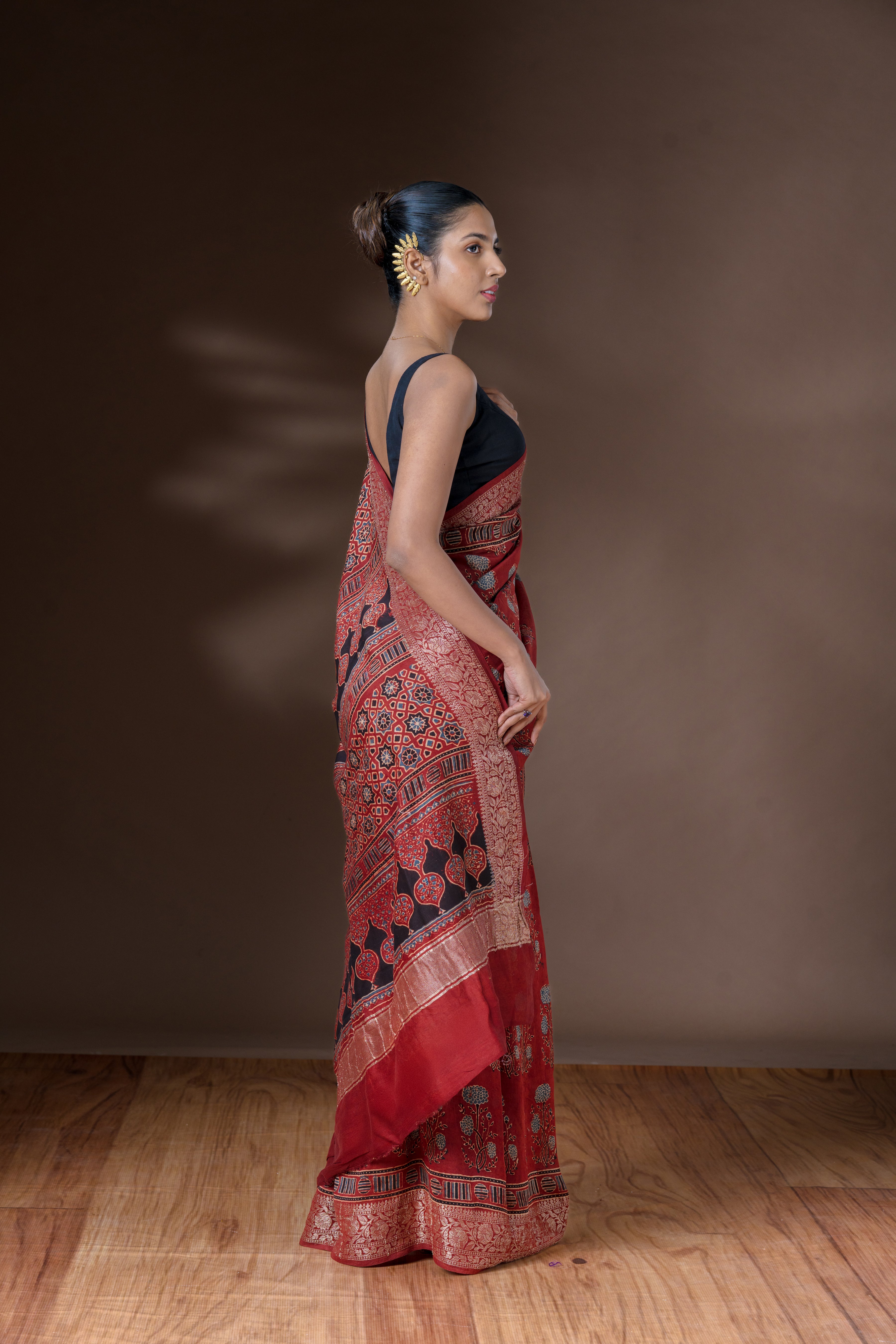 Brick Brown Chanderi Saree