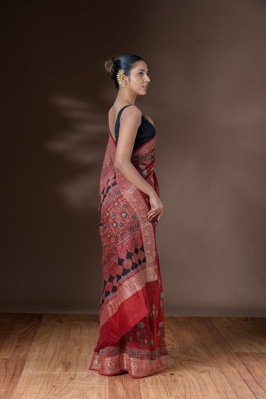 Brick Brown Chanderi Saree