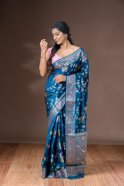 Peacock Blue Silk Saree