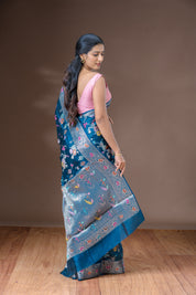 Peacock Blue Silk Saree